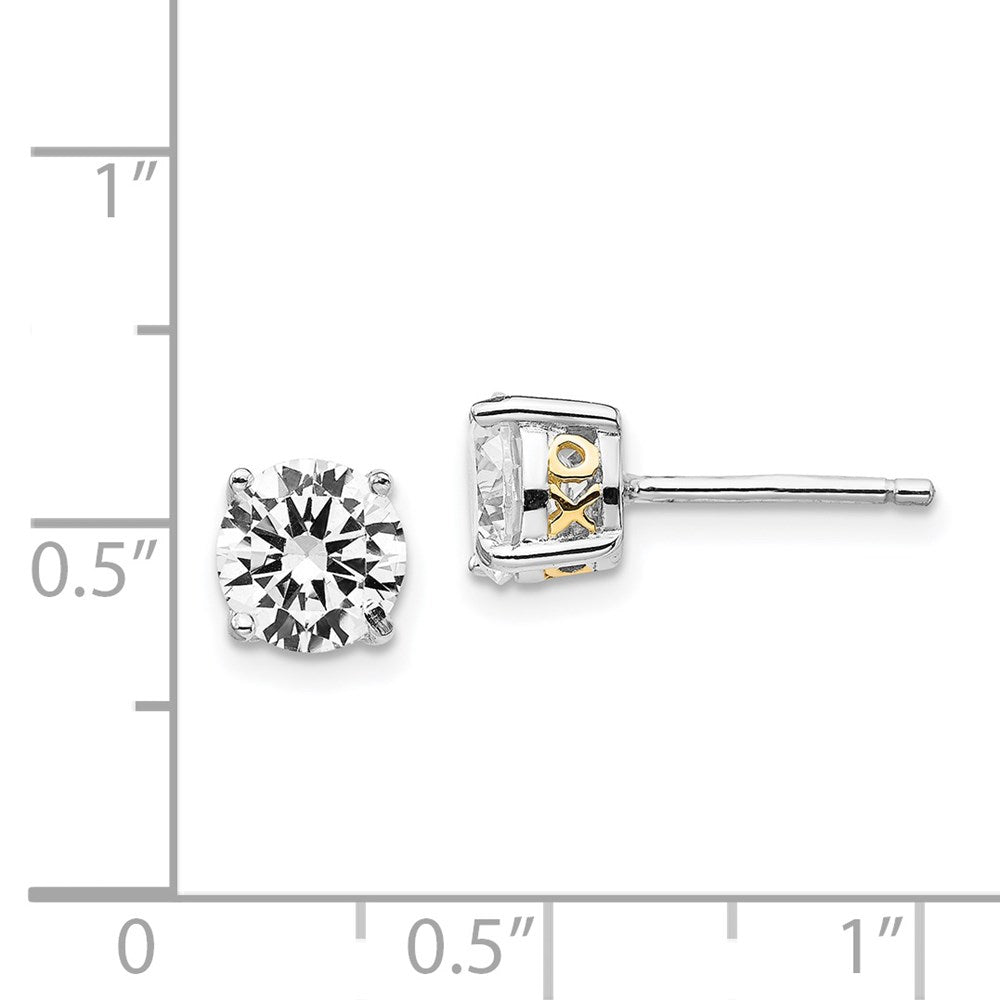 Sterling Silver Cheryl M Rhodium-Plated With Gold-Plated Accent Xo Brilliant-Cut 6.5mm Cz Stud Post Earrings