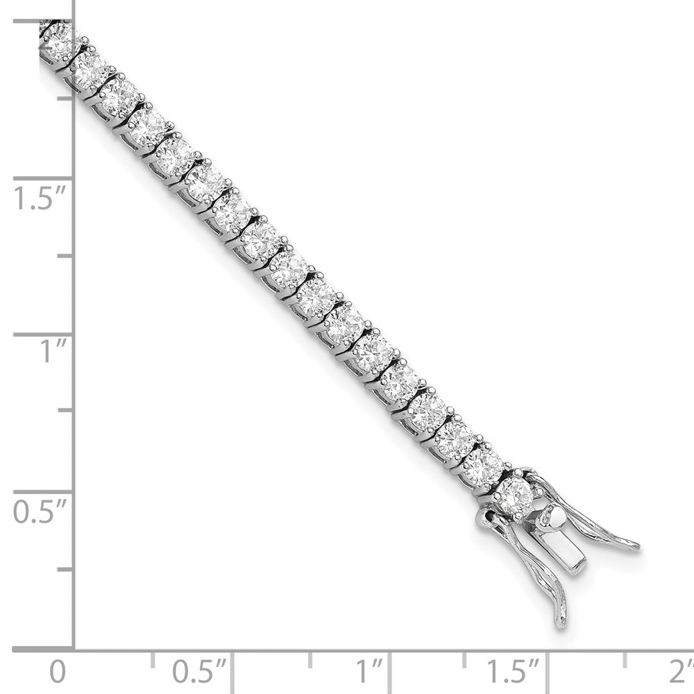 Sterling Silver Cheryl M Rhodium-Plated Brilliant-Cut Cz 7 Inch Tennis Bracelet
