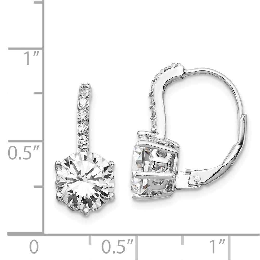 Sterling Silver Cheryl M Rhodium-Plated Brilliant-Cut Cz Leverback Earrings