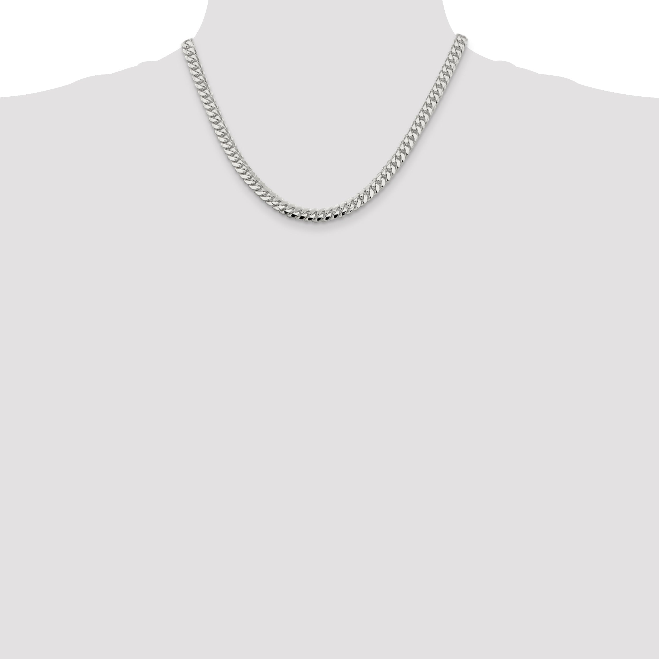 18 Inch Sterling Silver 6.4mm Polished Domed Curb Chain Necklace
