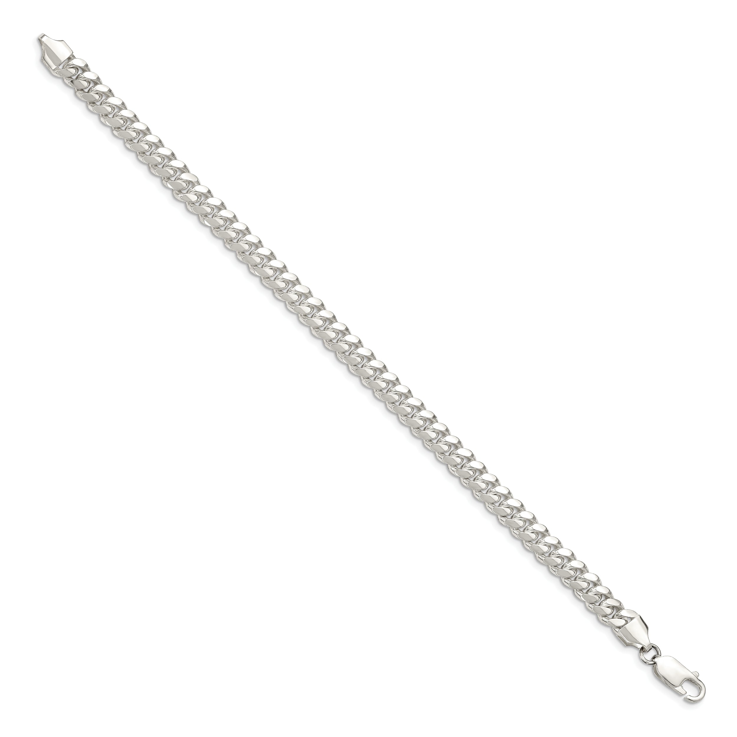 8 Inch Sterling Silver 6.4mm Polished Domed Curb Chain Bracelet
