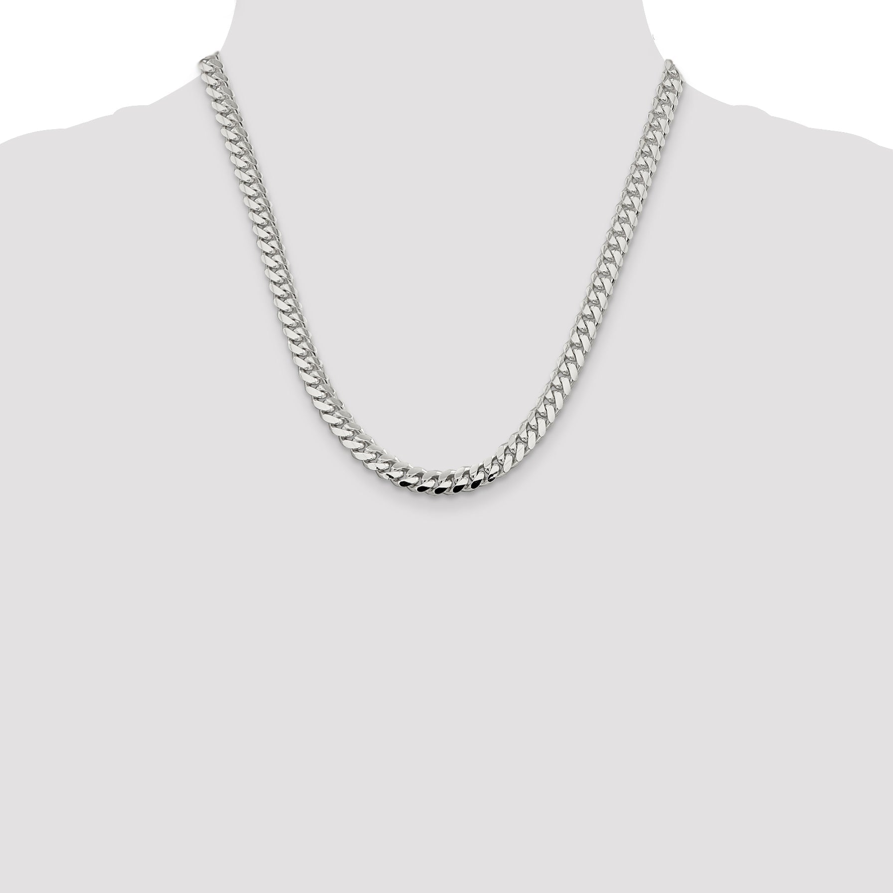 20 Inch Sterling Silver 7.0mm Polished Domed Curb Chain Necklace
