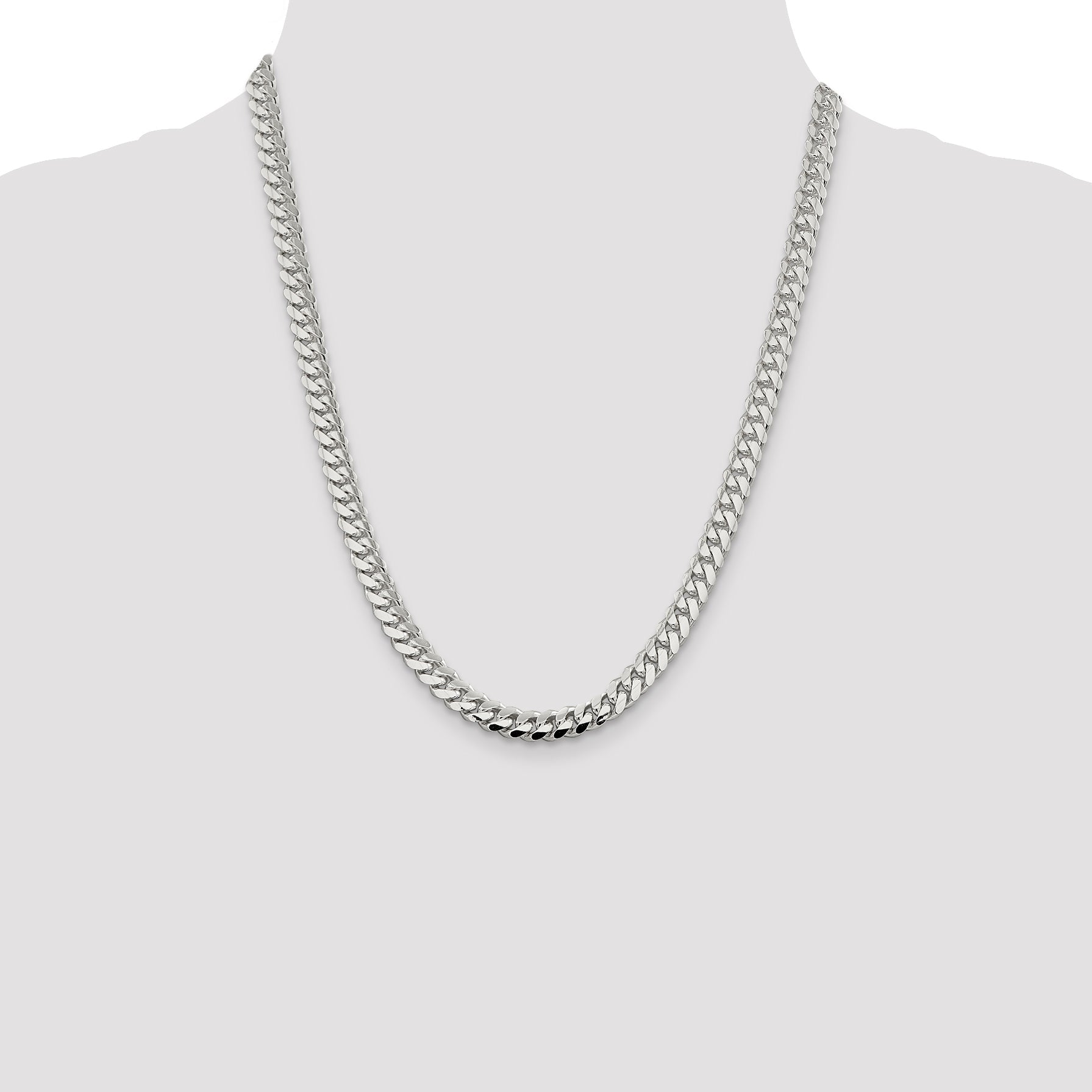 22 Inch Sterling Silver 7.0mm Polished Domed Curb Chain Necklace