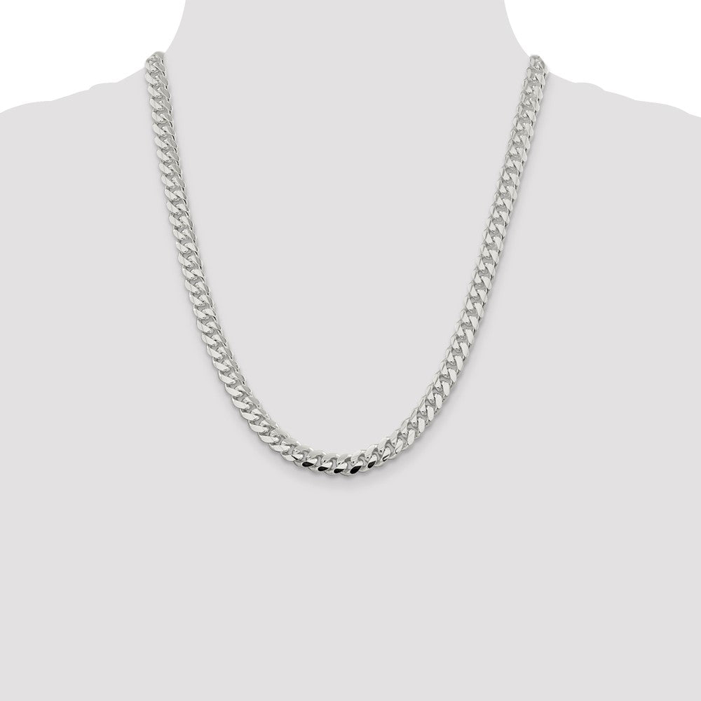 22 Inch Sterling Silver 7.8mm Polished Domed Curb Chain Necklace