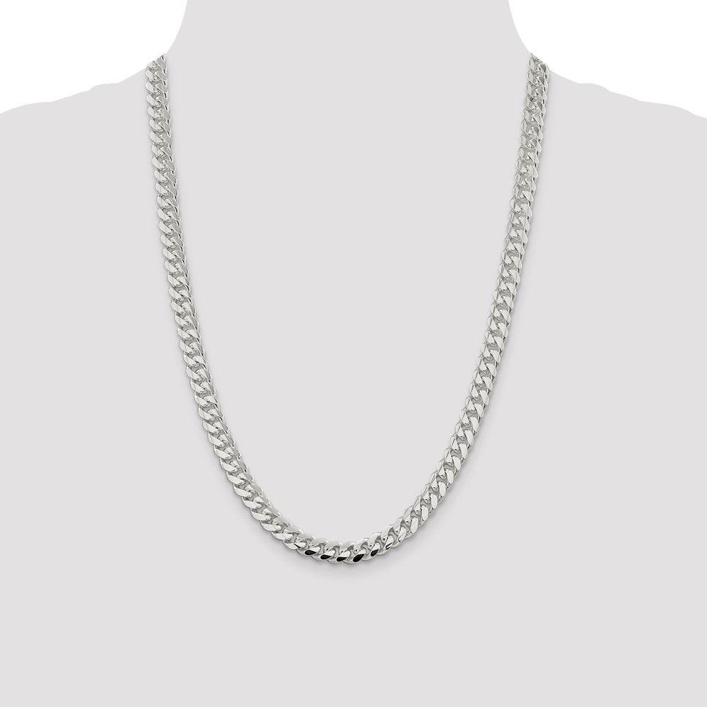 24 Inch Sterling Silver 7.8mm Polished Domed Curb Chain Necklace