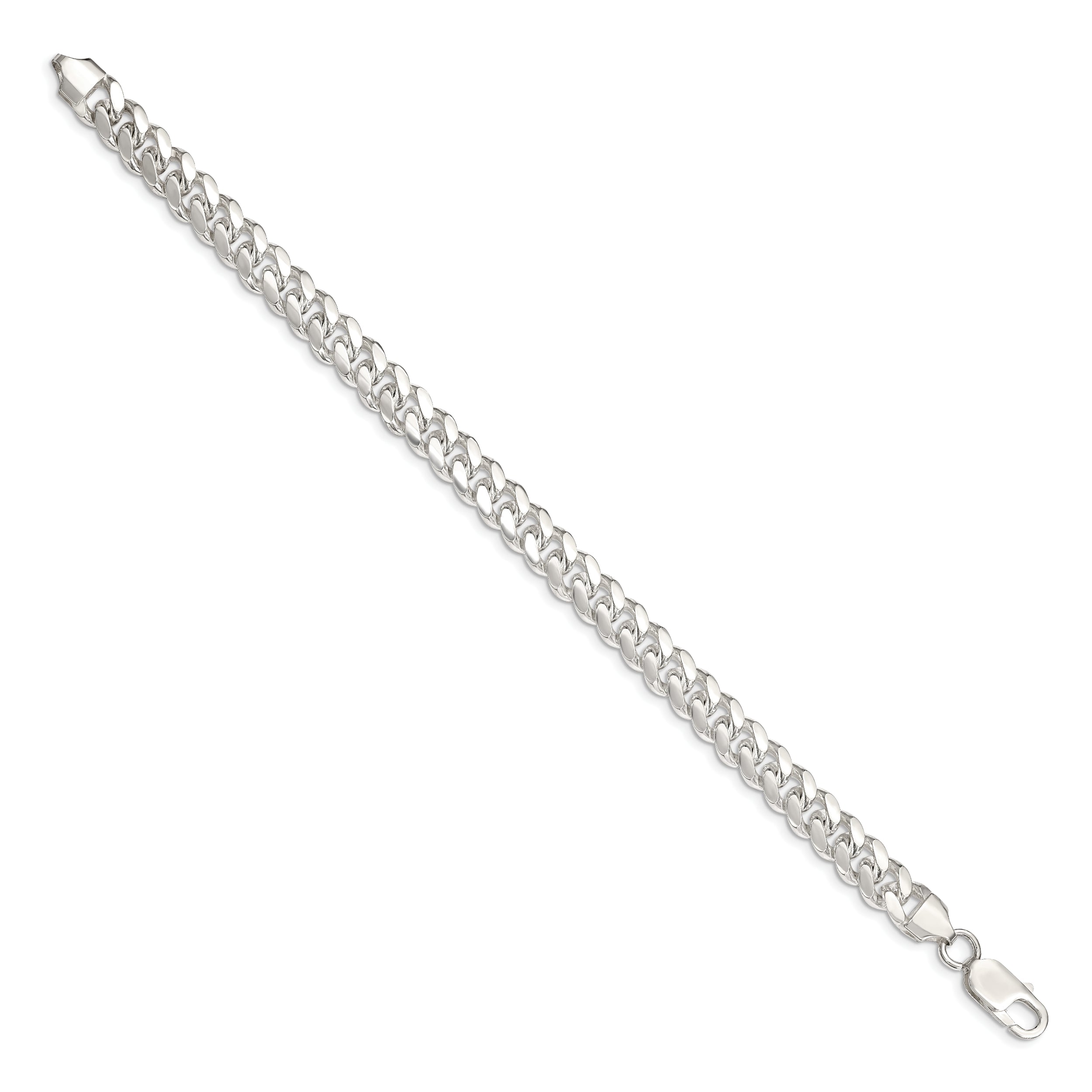 9 Inch Sterling Silver 7.8mm Polished Domed Curb Chain Bracelet