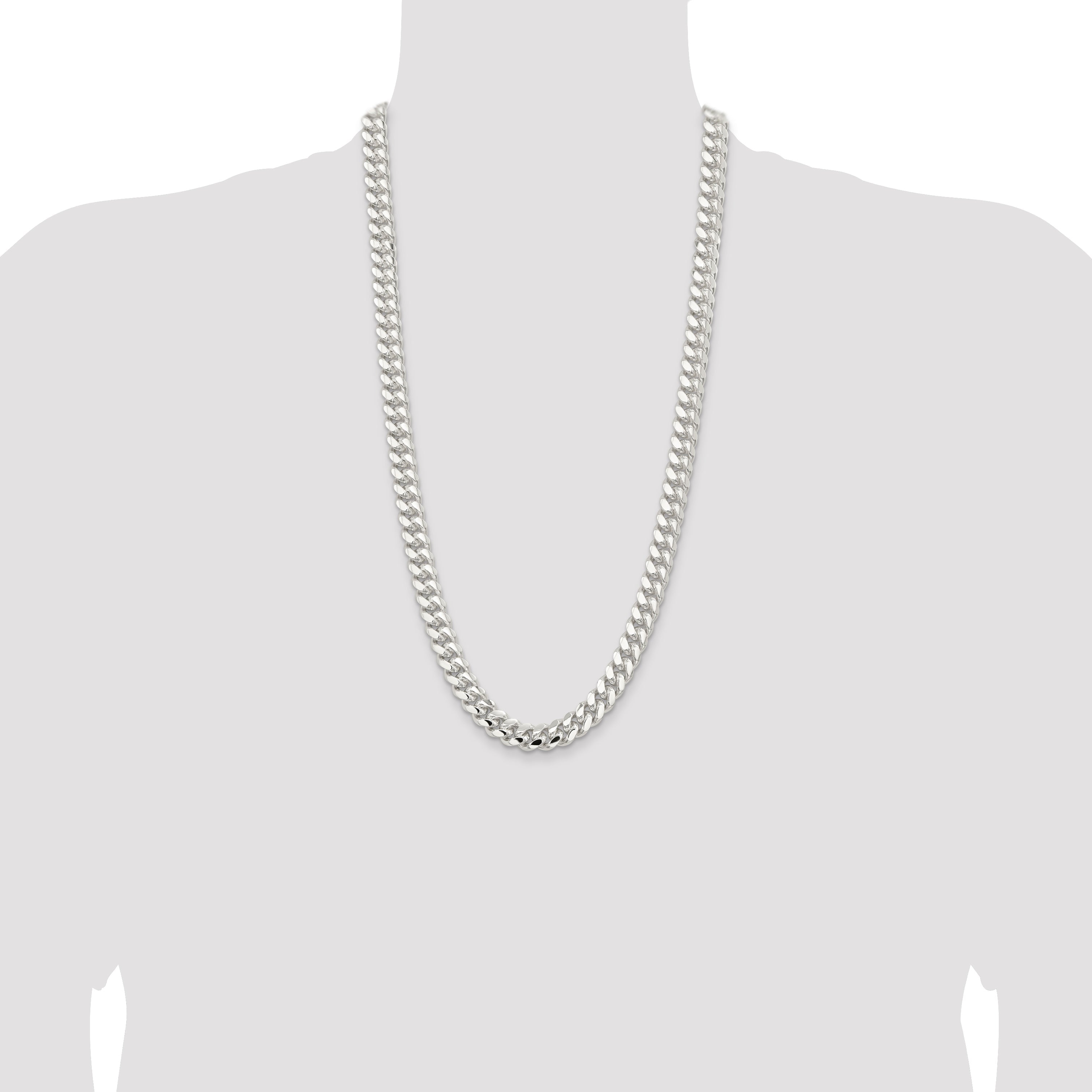 28 Inch Sterling Silver 10.7mm Polished Domed Curb Chain Necklace