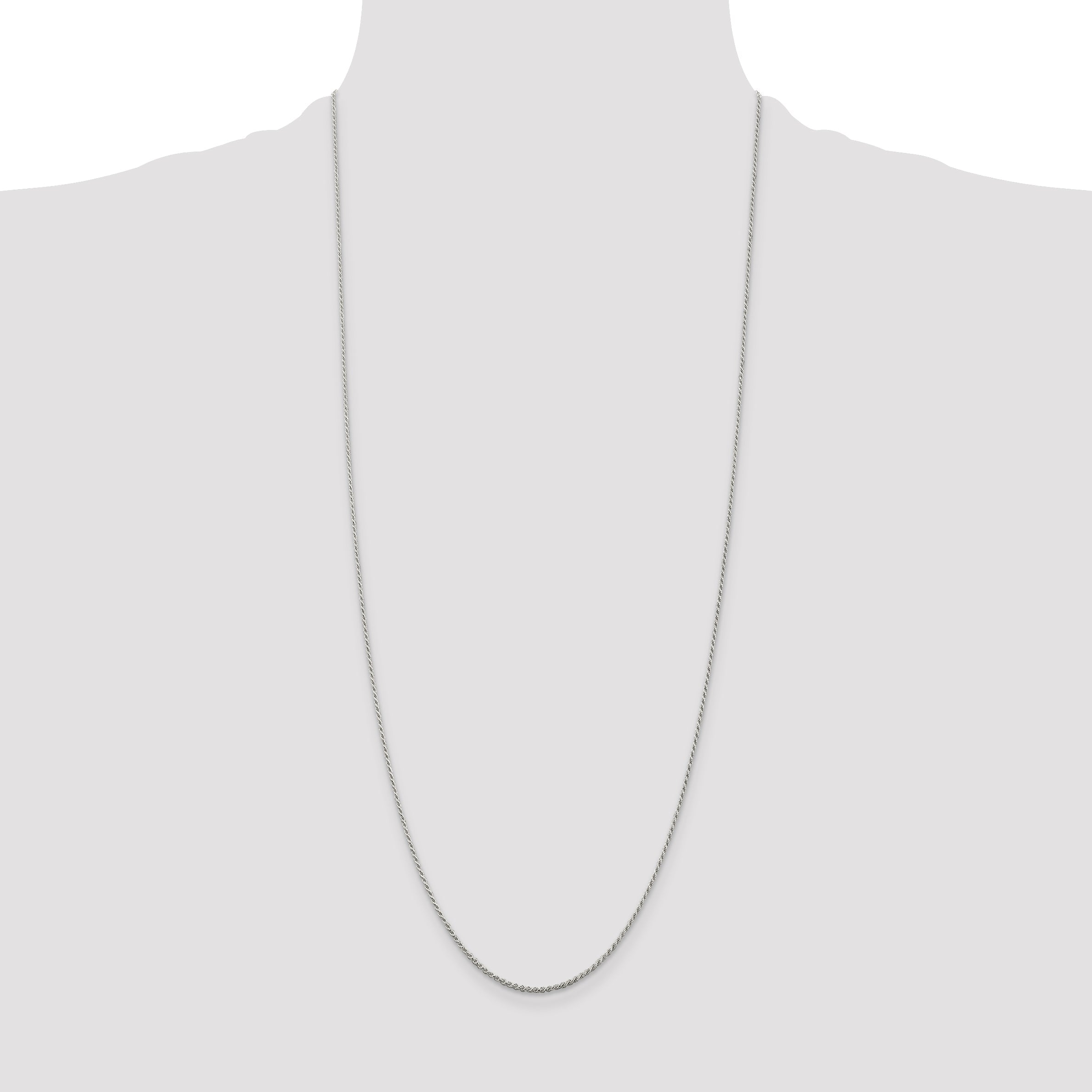 30 Inch Sterling Silver 1.2mm Diamond-Cut Rope Chain Necklace