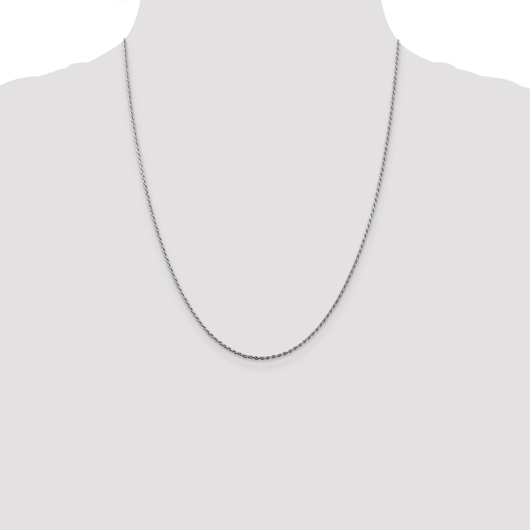 22 Inch Sterling Silver 1.5mm Diamond-Cut Rope Chain Necklace