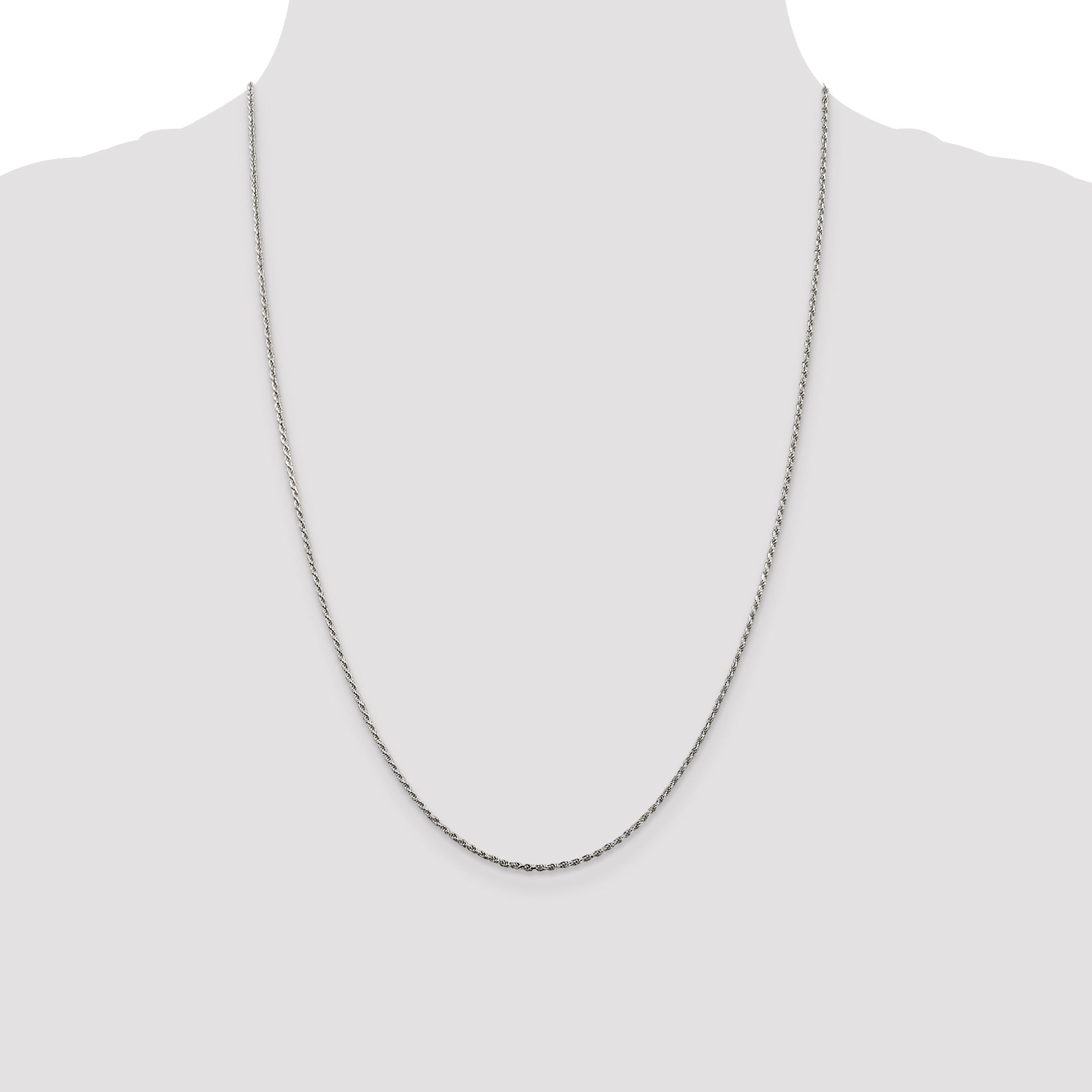 24 Inch Sterling Silver 1.5mm Diamond-Cut Rope Chain Necklace
