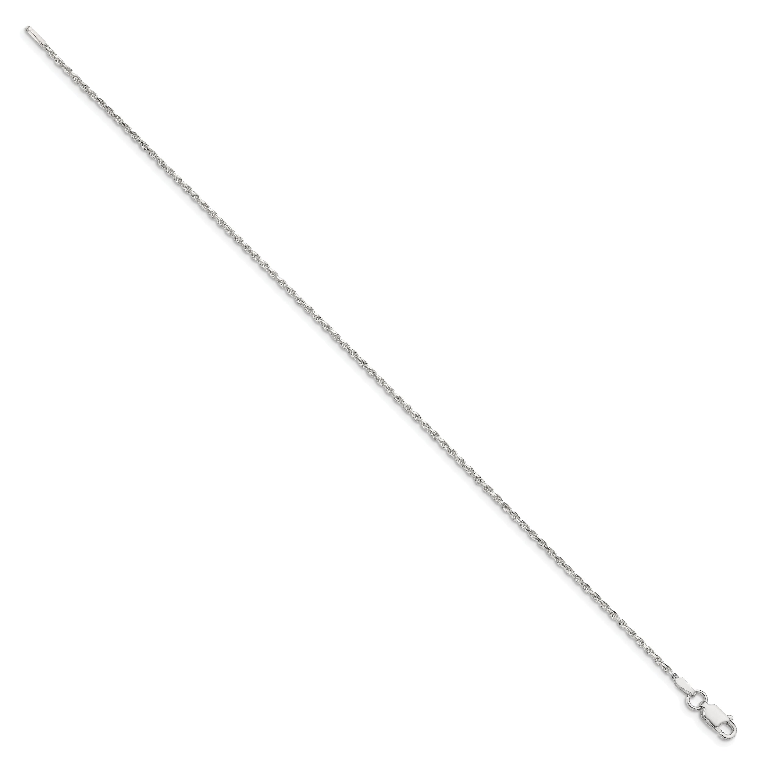 8 Inch Sterling Silver 1.5mm Diamond-cut Rope Chain Bracelet