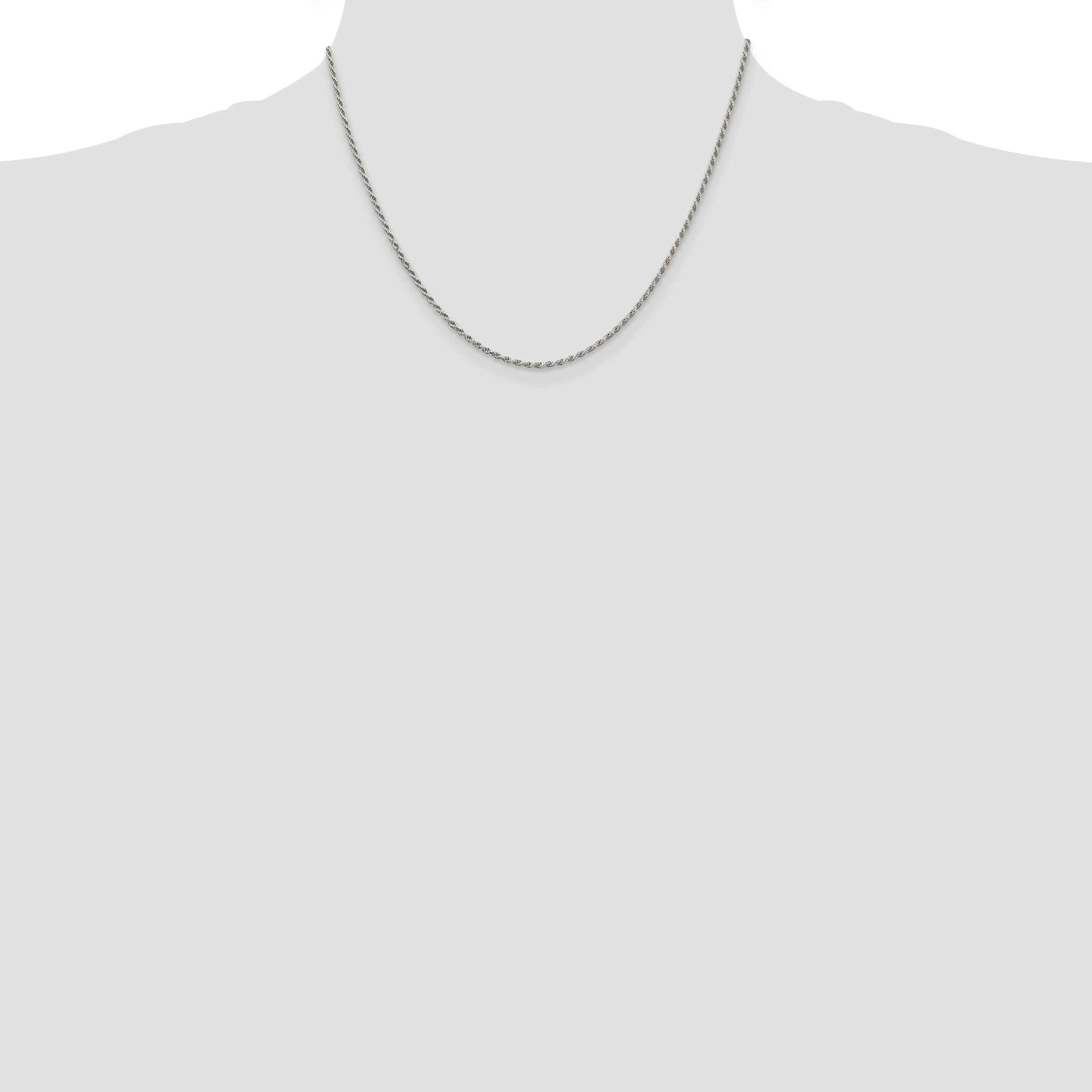 18 Inch Sterling Silver 1.7mm Diamond-Cut Rope Chain Necklace