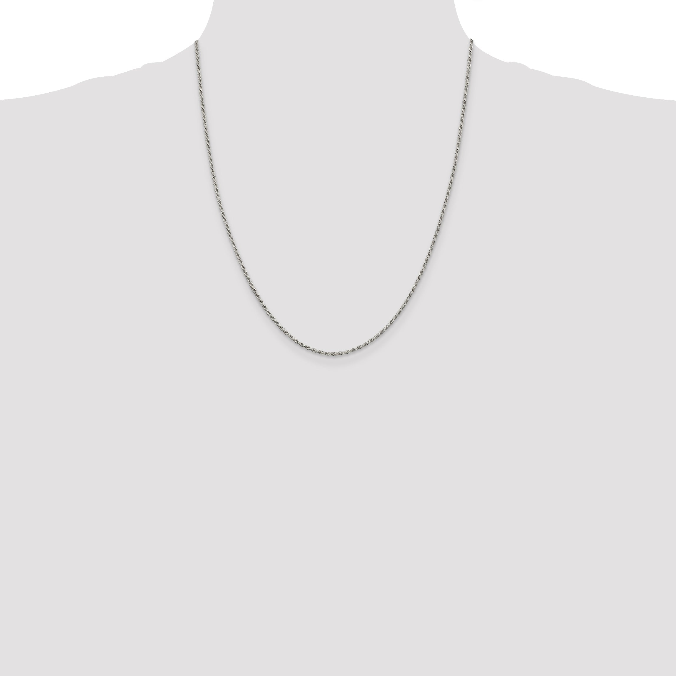 22 Inch Sterling Silver 1.7mm Diamond-Cut Rope Chain Necklace