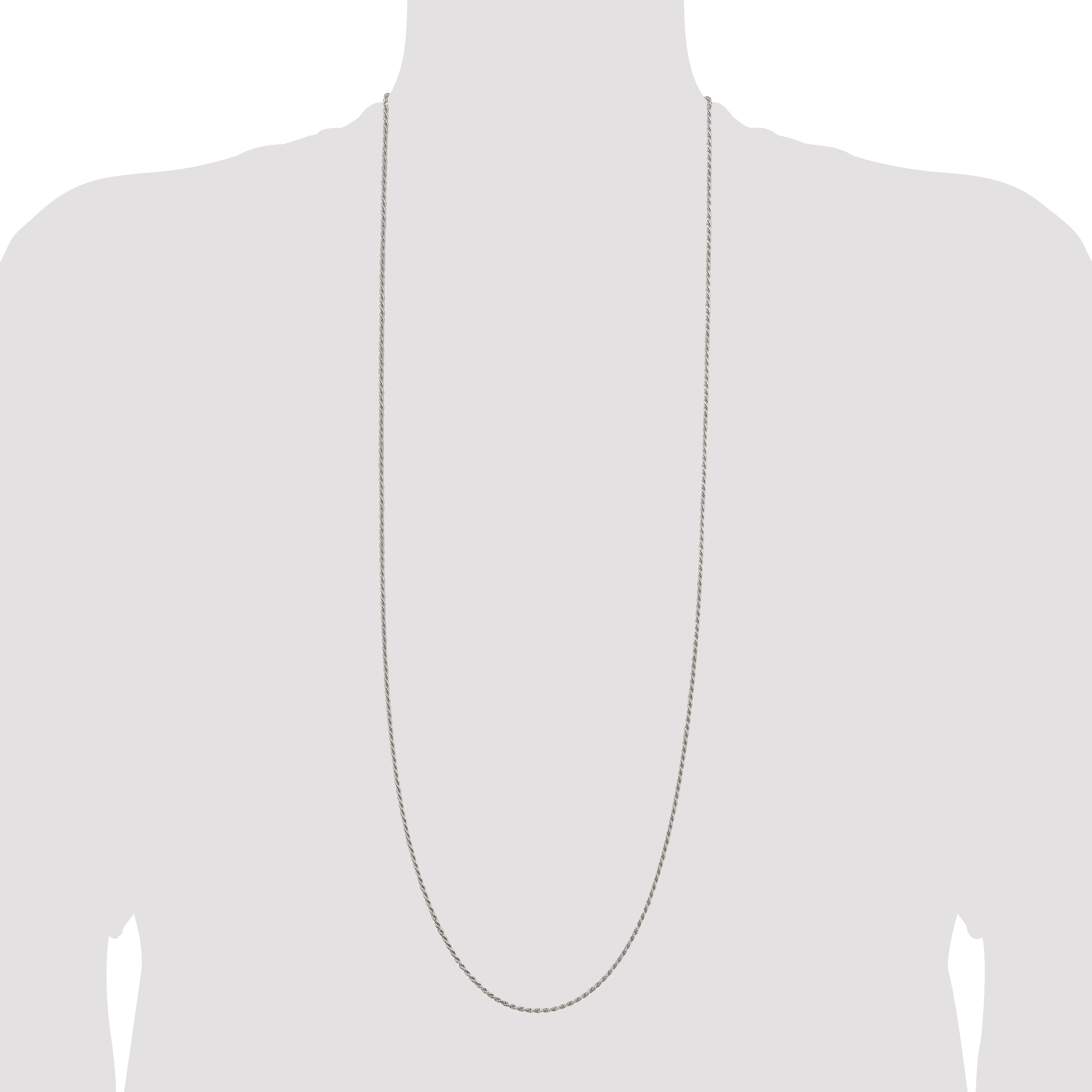 36 Inch Sterling Silver 1.7mm Diamond-Cut Rope Chain Necklace