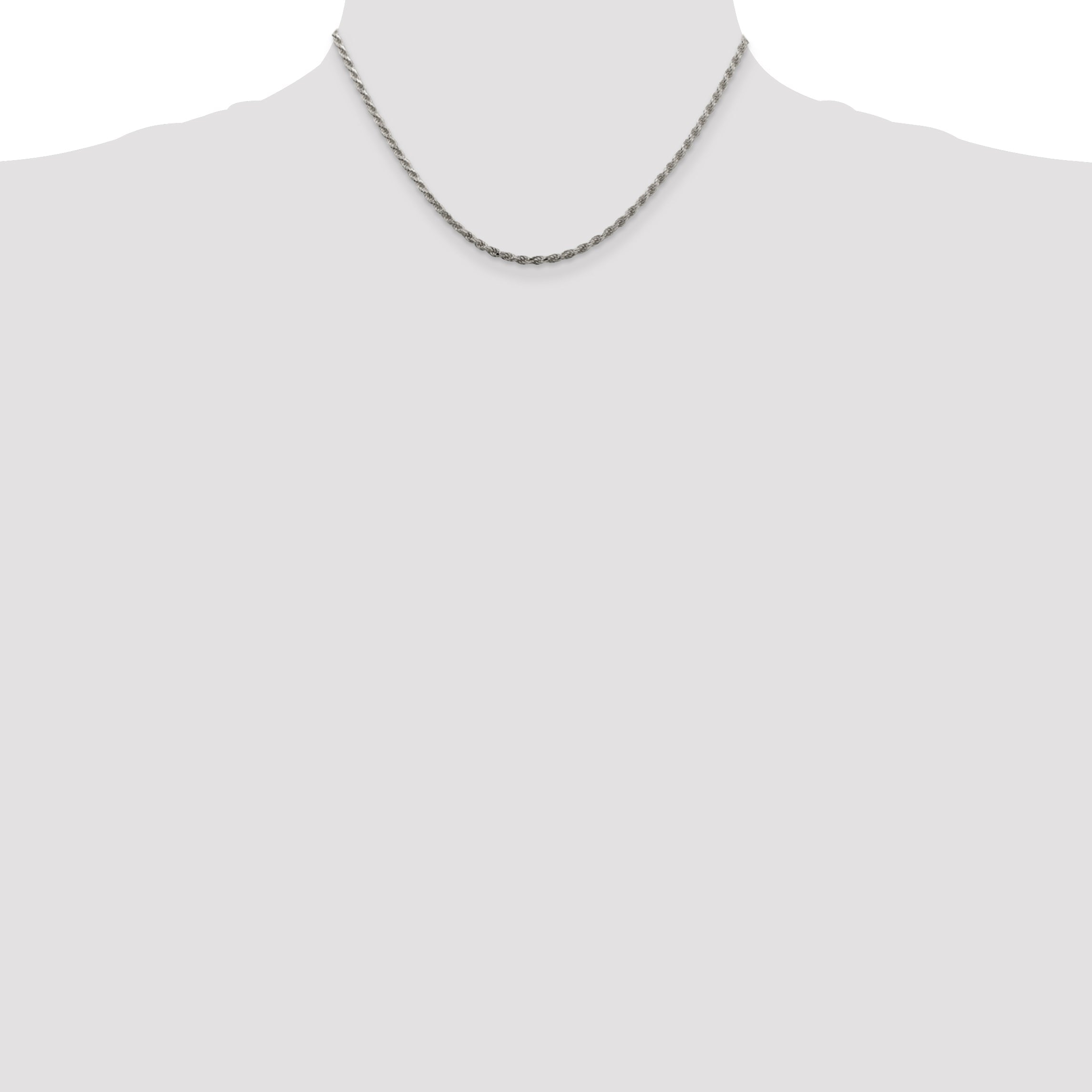 16 Inch Sterling Silver 2.25mm Diamond-Cut Rope Chain Necklace