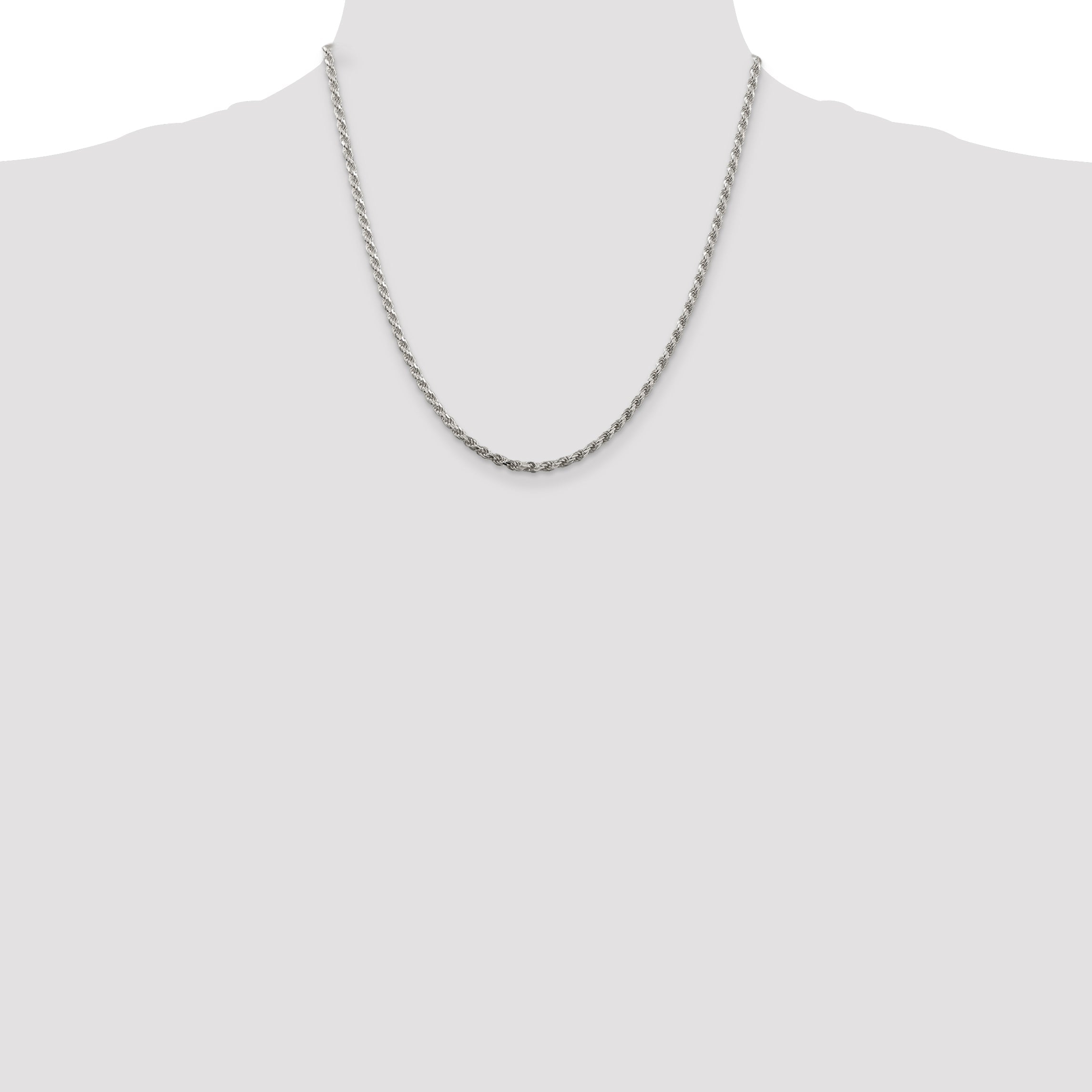 20 Inch Sterling Silver 2.75mm Diamond-Cut Rope Chain Necklace