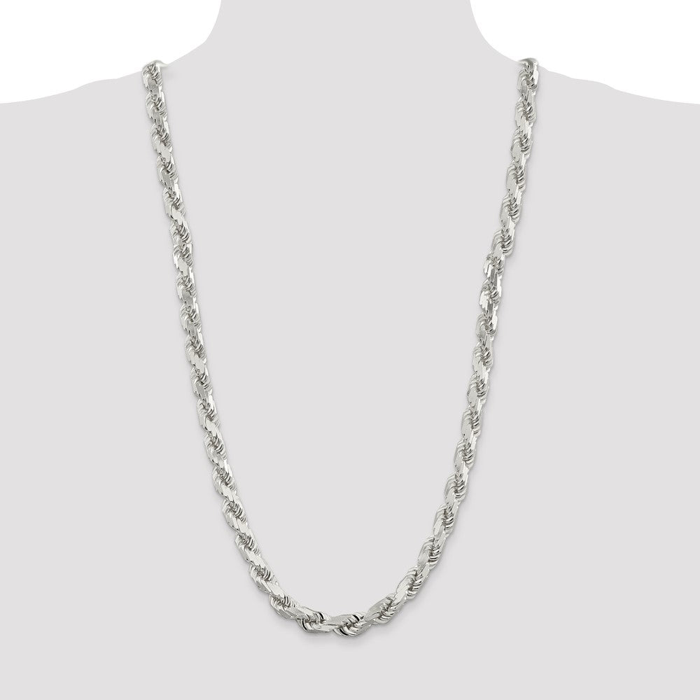 30 Inch Sterling Silver 9.0mm Diamond-Cut Rope Chain Necklace