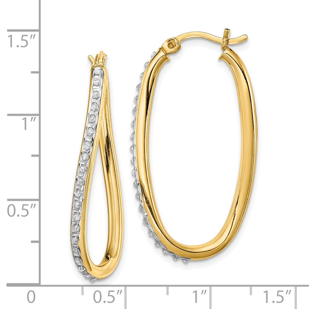 Sterling Silver Diamond Fascination Mystique 18K Gold-Plated Oval Twist Hoop Earrings
