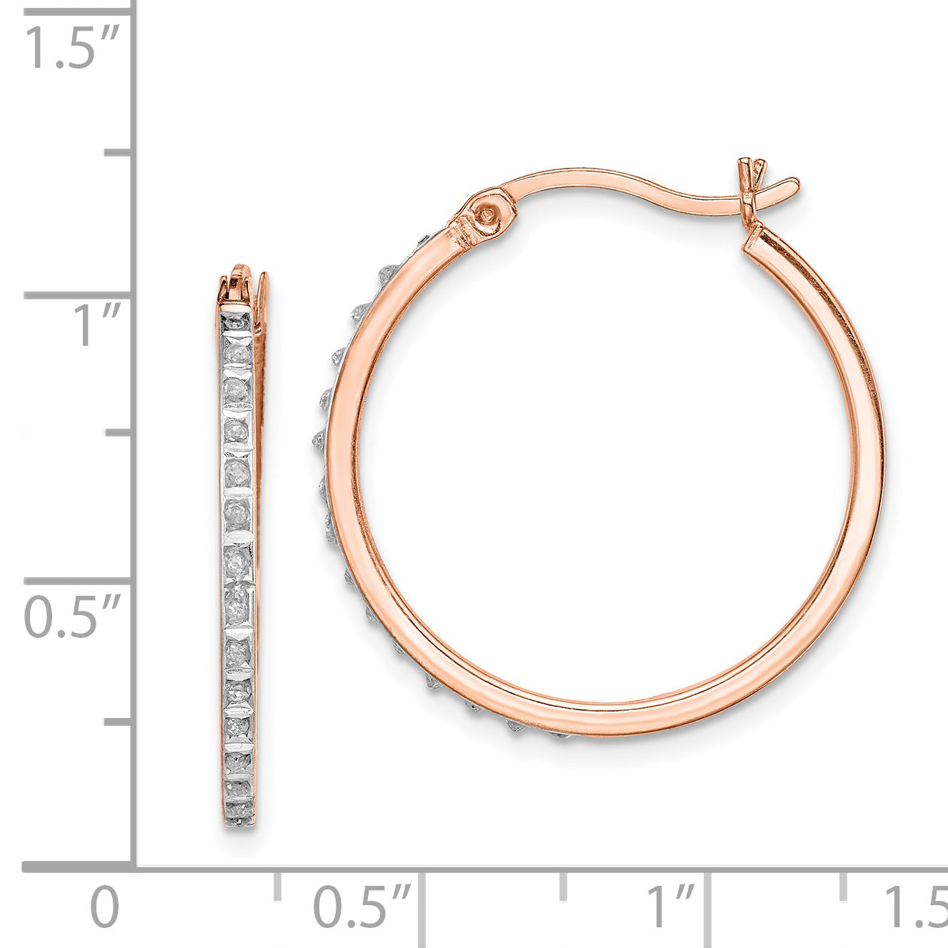 Sterling Silver Diamond Fascination Mystique Rose Gold-Plated Round Hoop Earrings