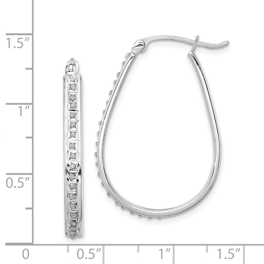 Sterling Silver Diamond Fascination Mystique Platinum-Plated Oval Hoop Earrings