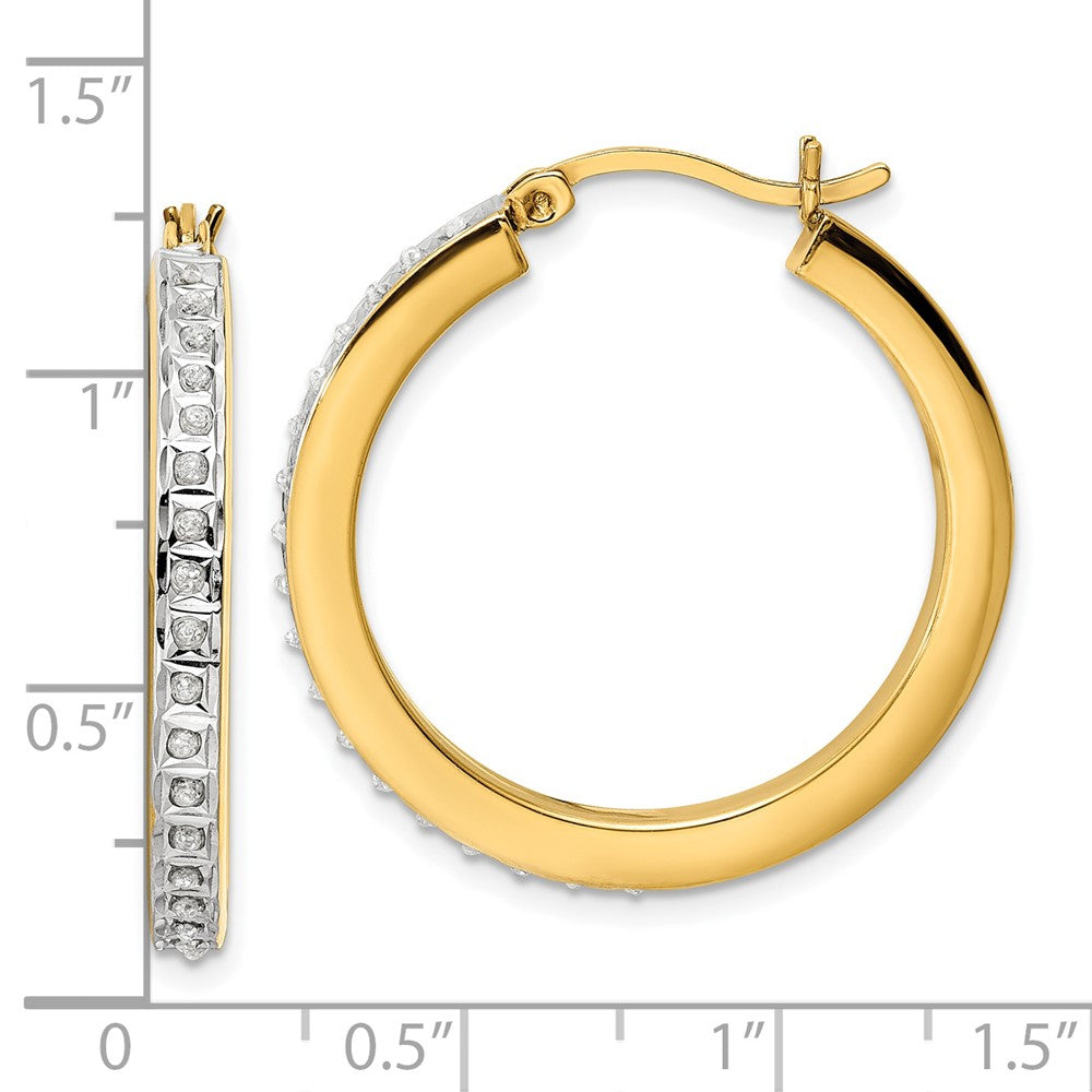Ss/Gold Plated Diamond Fascination Mystique Sterling Silver 18K Gold-Plated Hoop Earrings