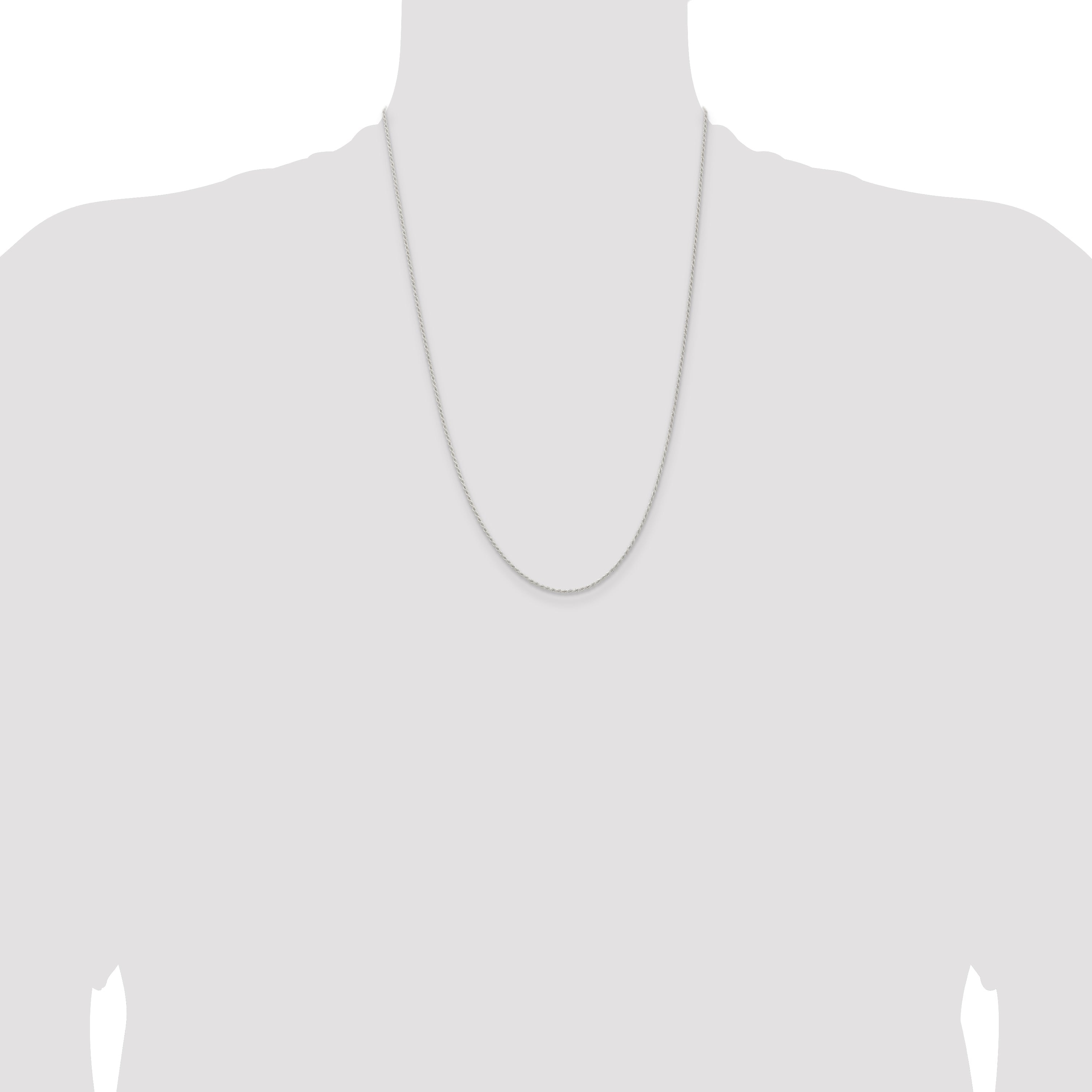 24 Inch Sterling Silver 1.3mm Solid Rope Chain Necklace