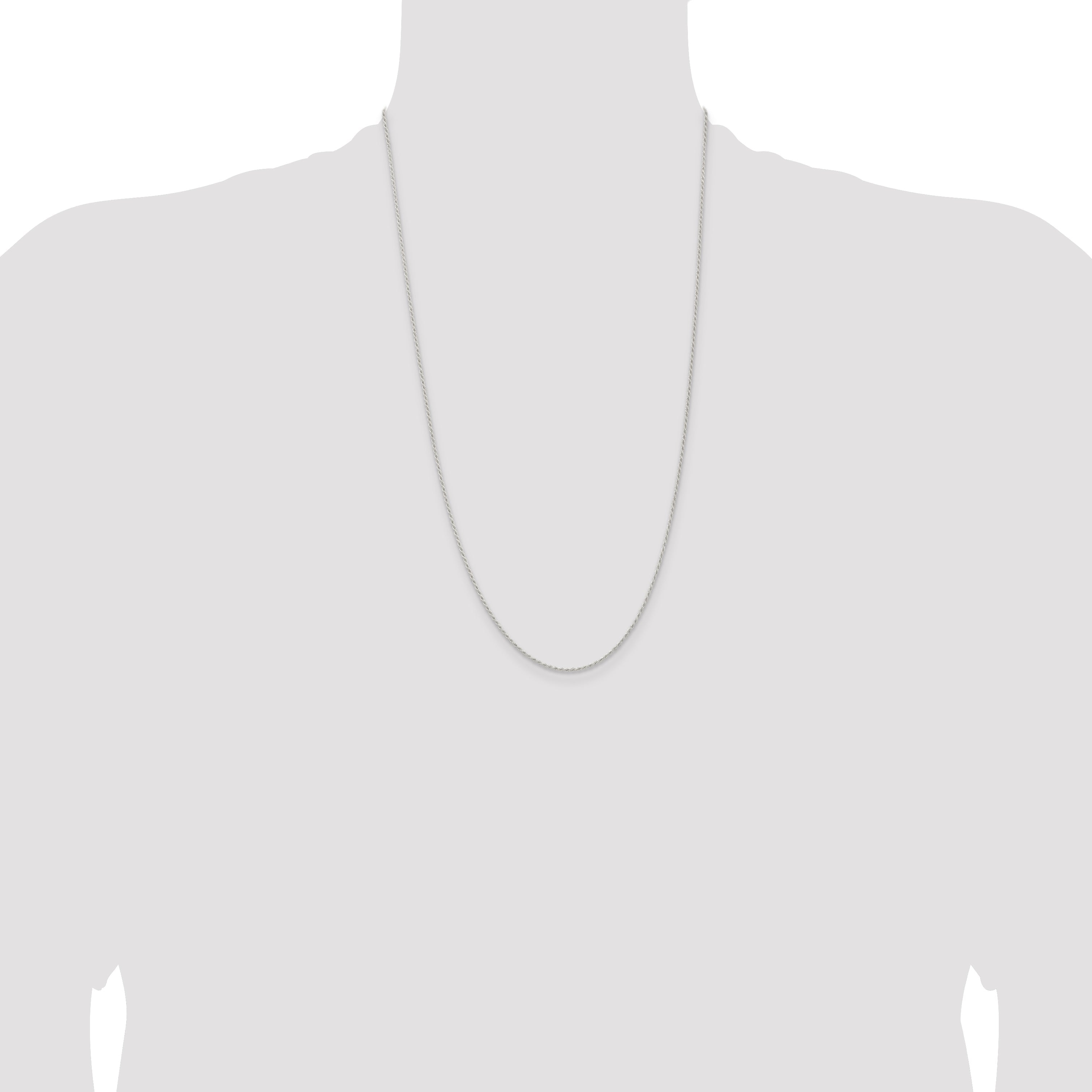 26 Inch Sterling Silver 1.3mm Solid Rope Chain Necklace