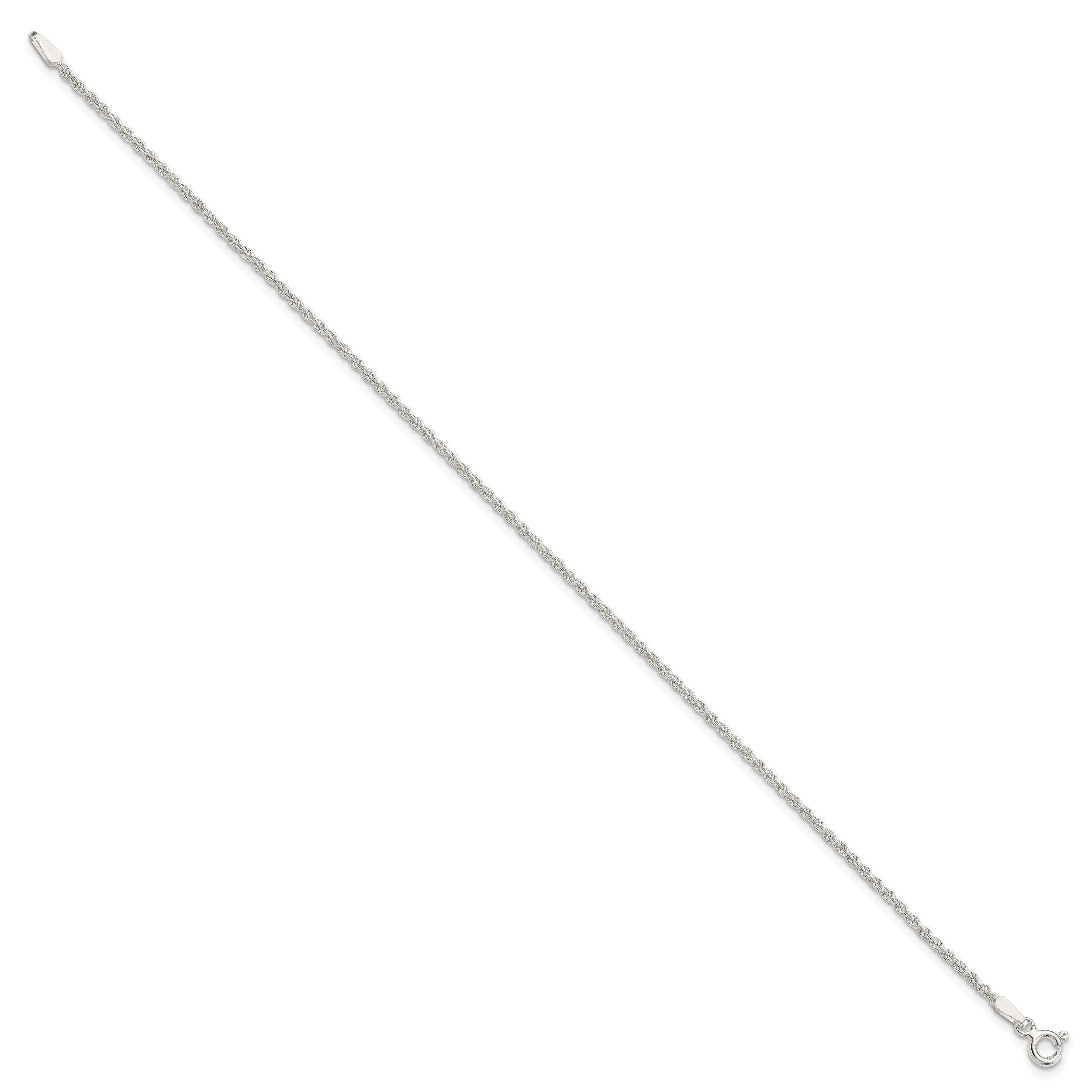 10 Inch Sterling Silver 1.5mm Solid Rope Chain Anklet