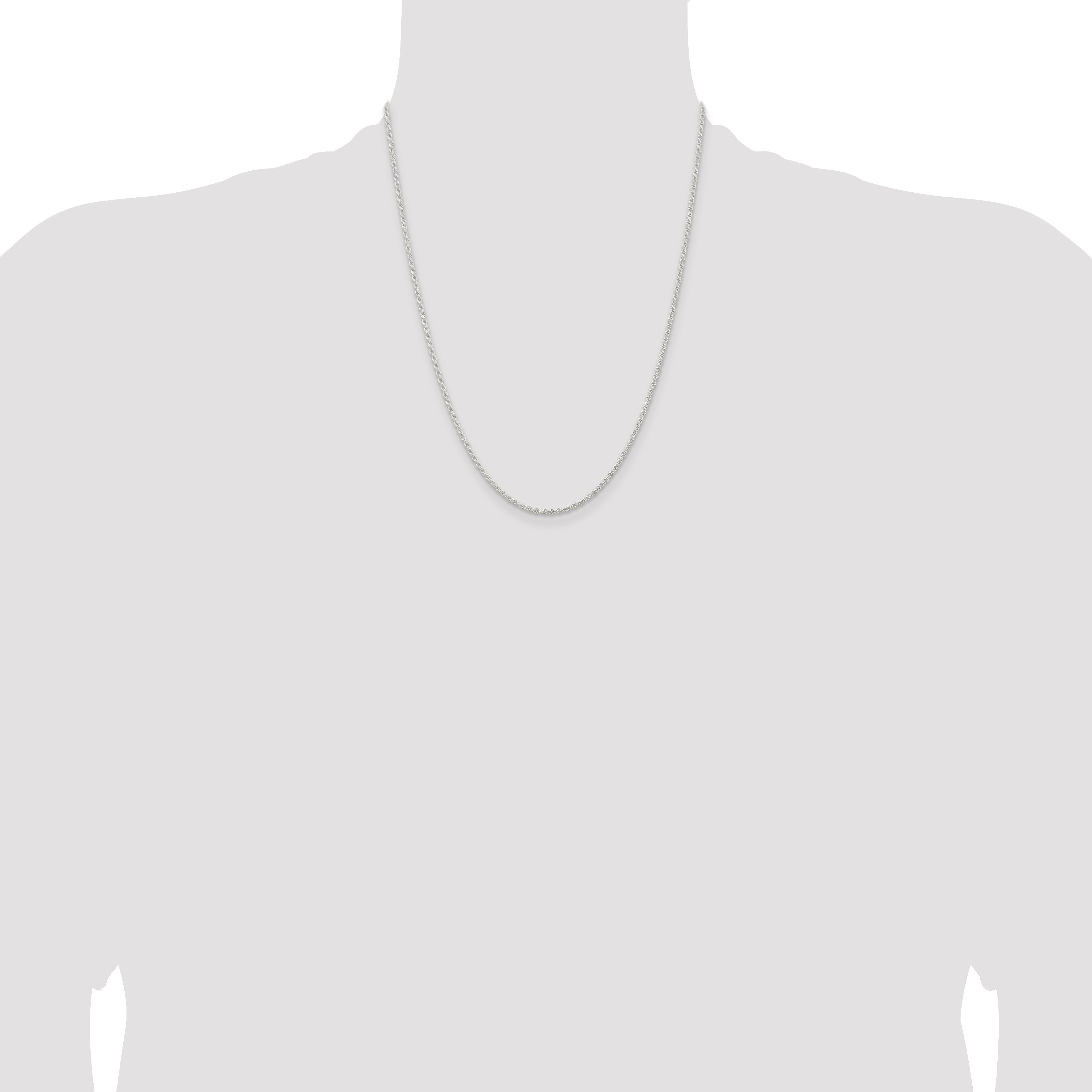 22 Inch Sterling Silver 1.8mm Solid Rope Chain Necklace