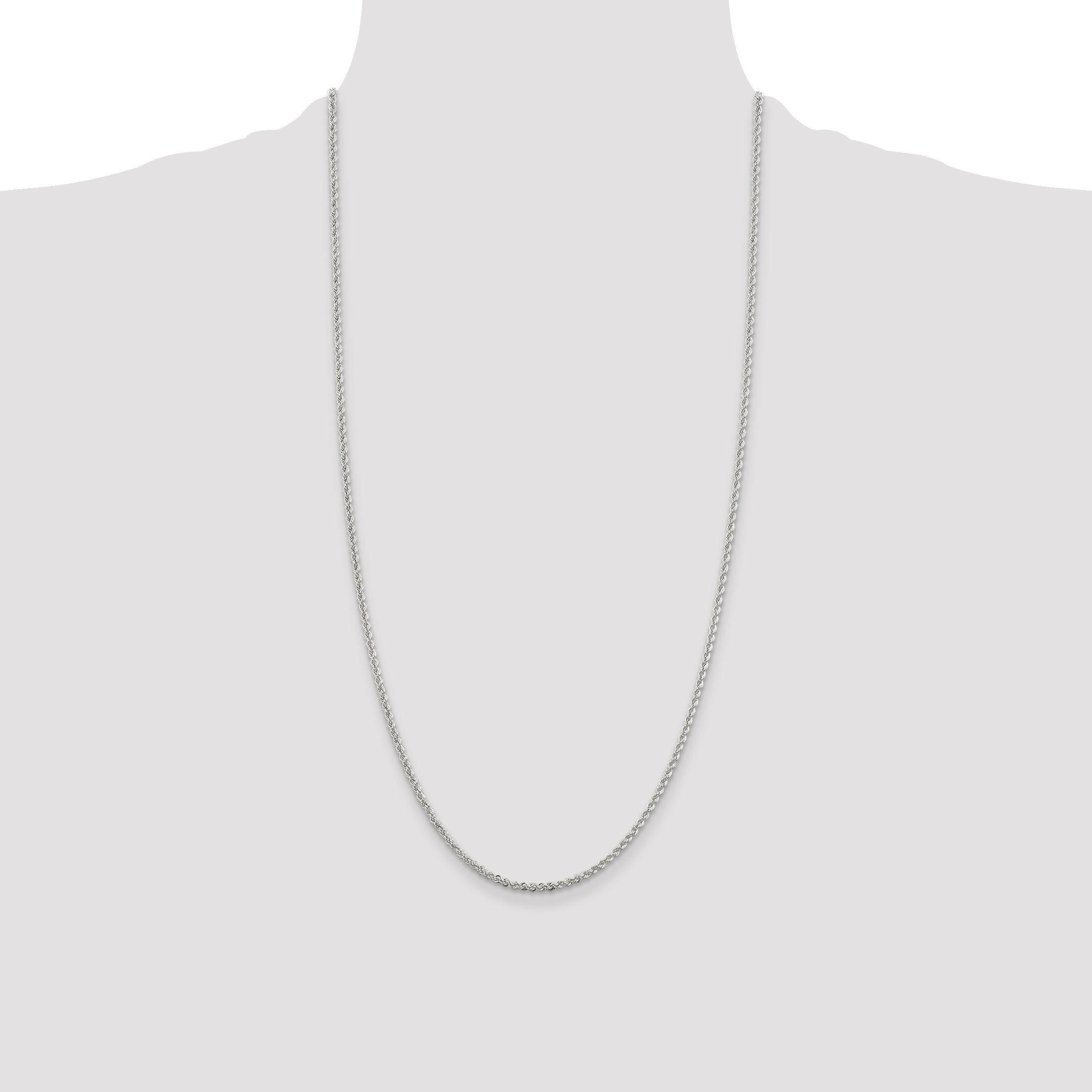 28 Inch Sterling Silver 2.3mm Solid Rope Chain Necklace