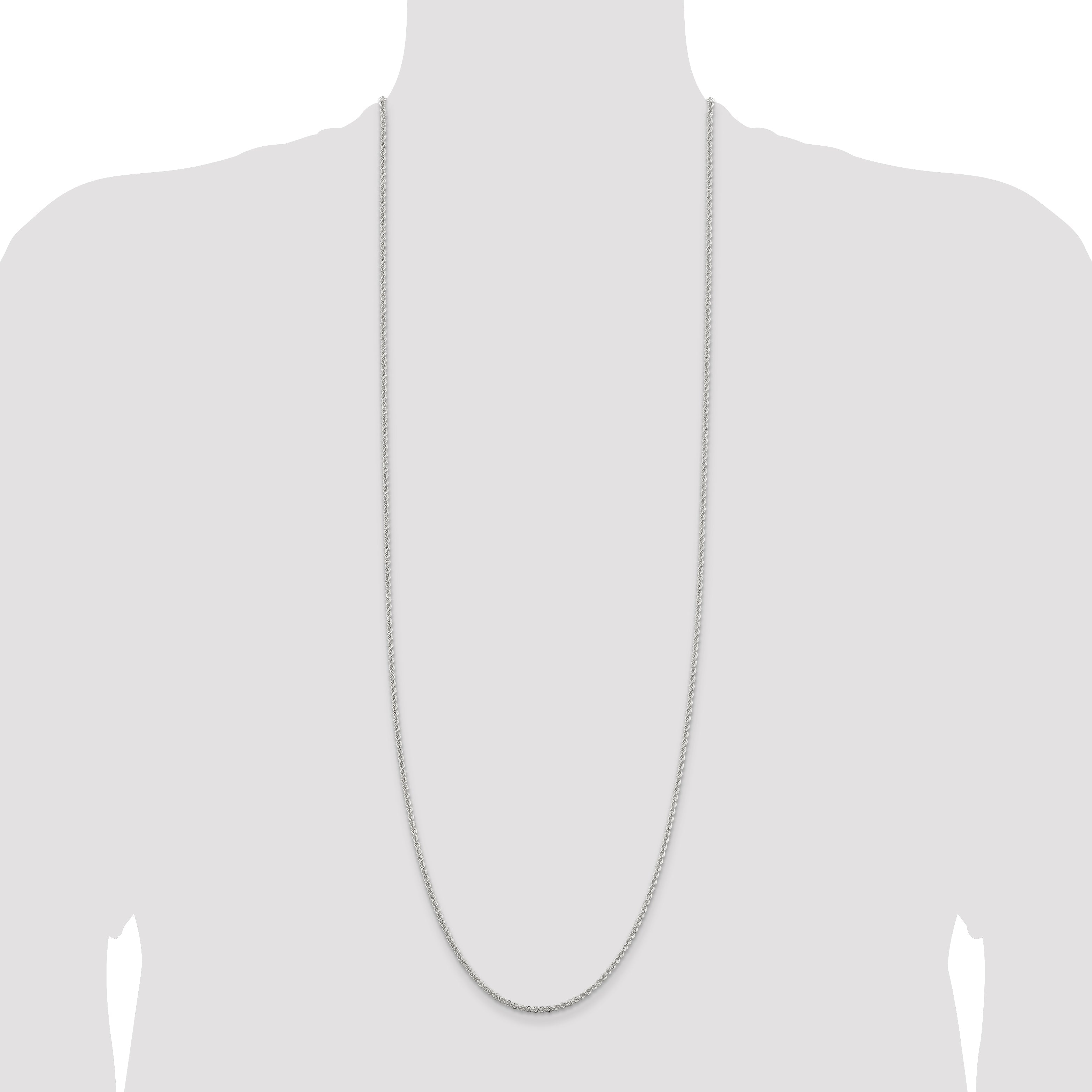 36 Inch Sterling Silver 2.3mm Solid Rope Chain Necklace