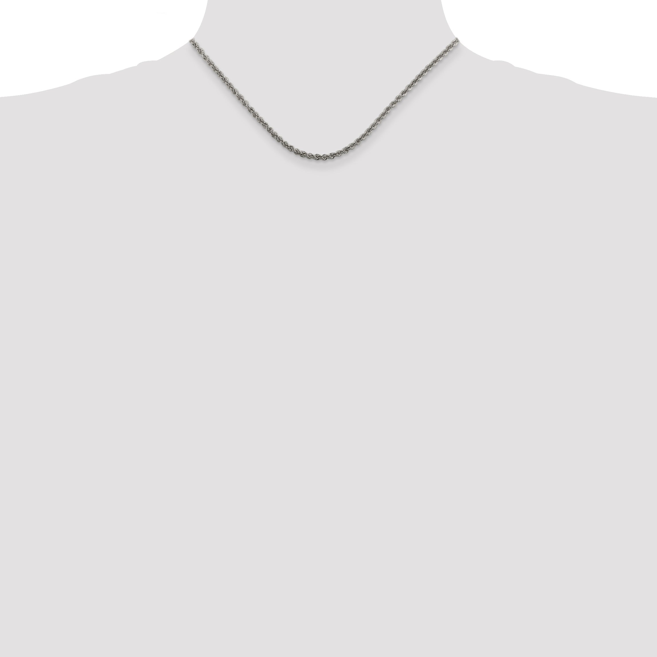 16 Inch Sterling Silver 2.5mm Solid Rope Chain Necklace