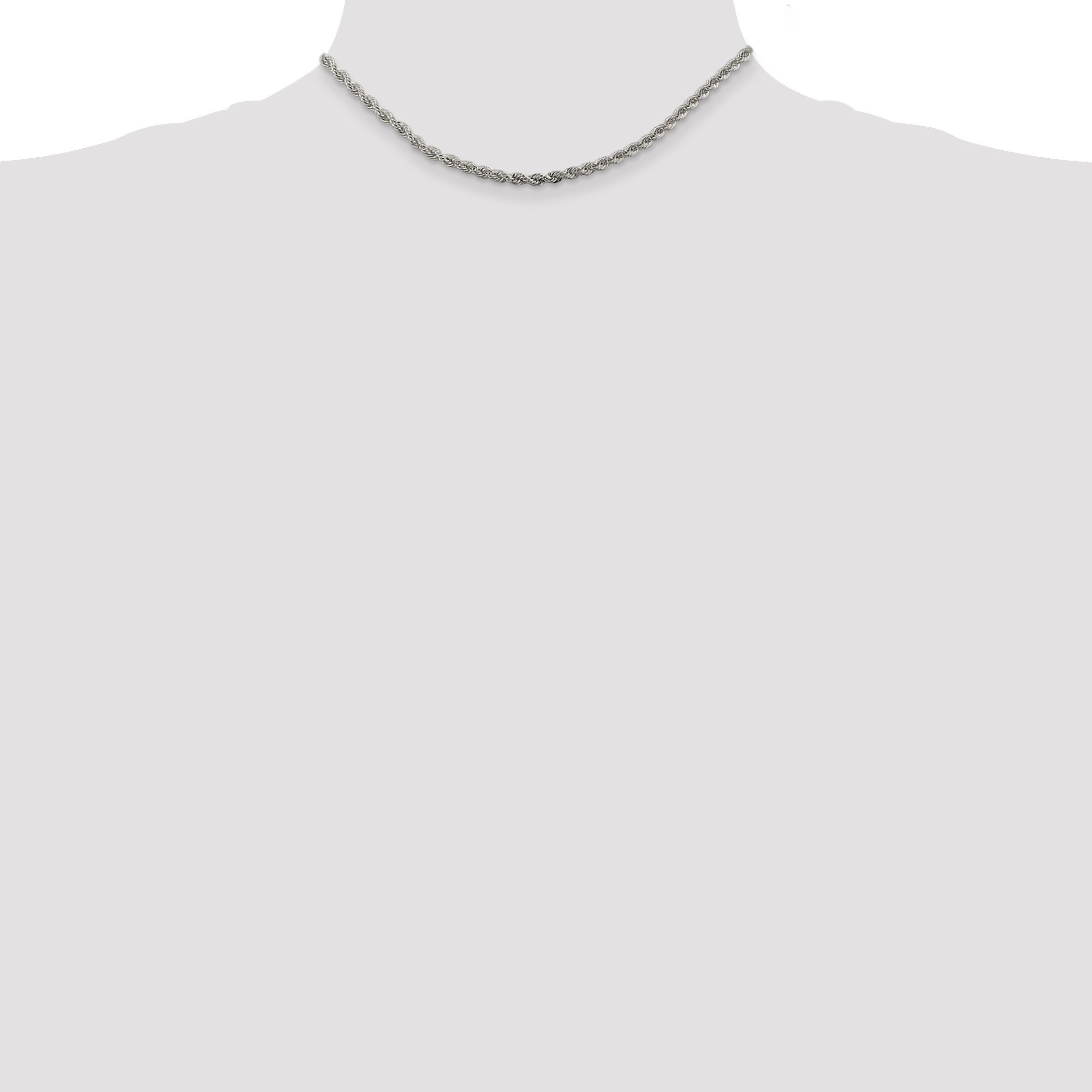 16 Inch Sterling Silver 3mm Solid Rope Chain Necklace