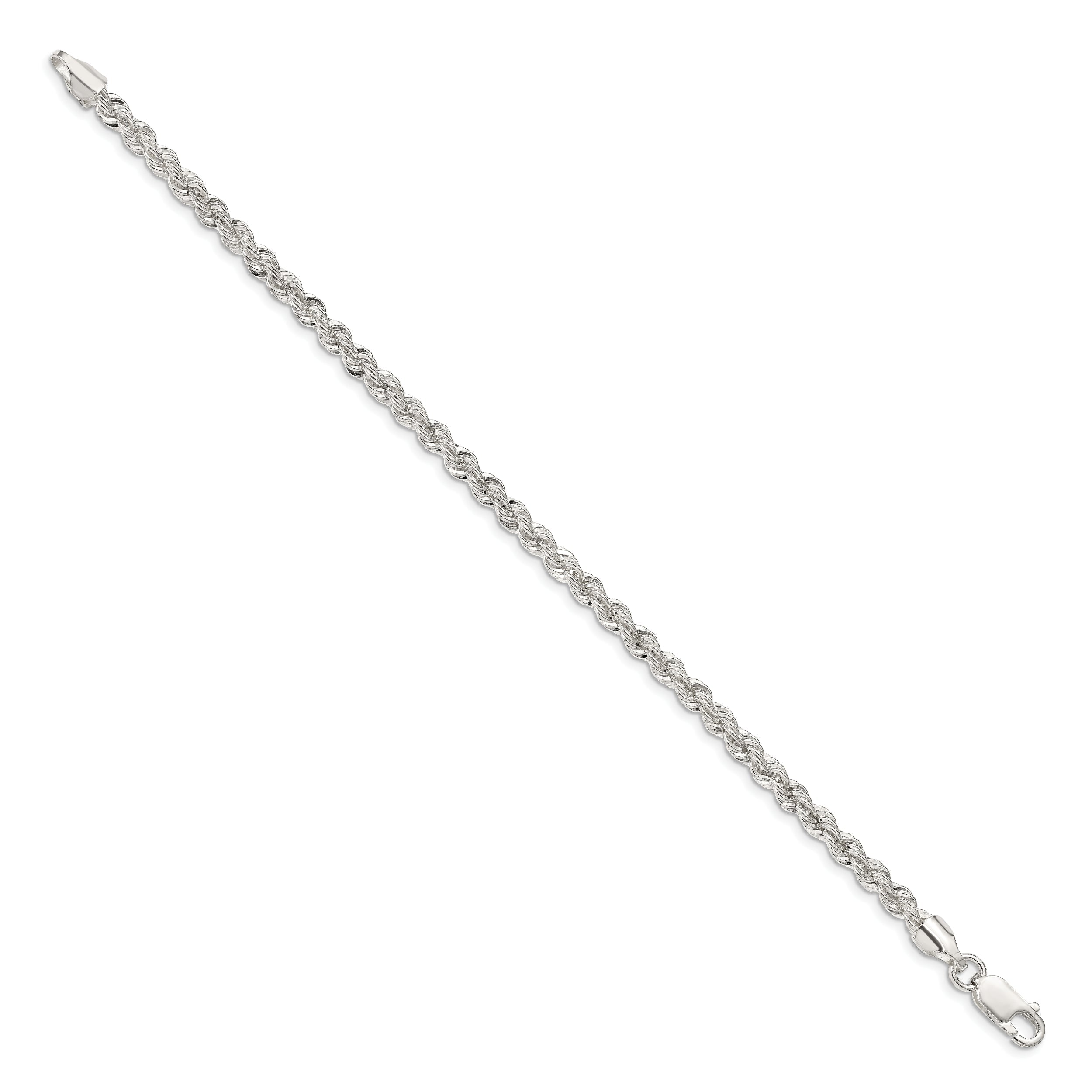 8 Inch Sterling Silver 4.3mm Solid Rope Chain Bracelet