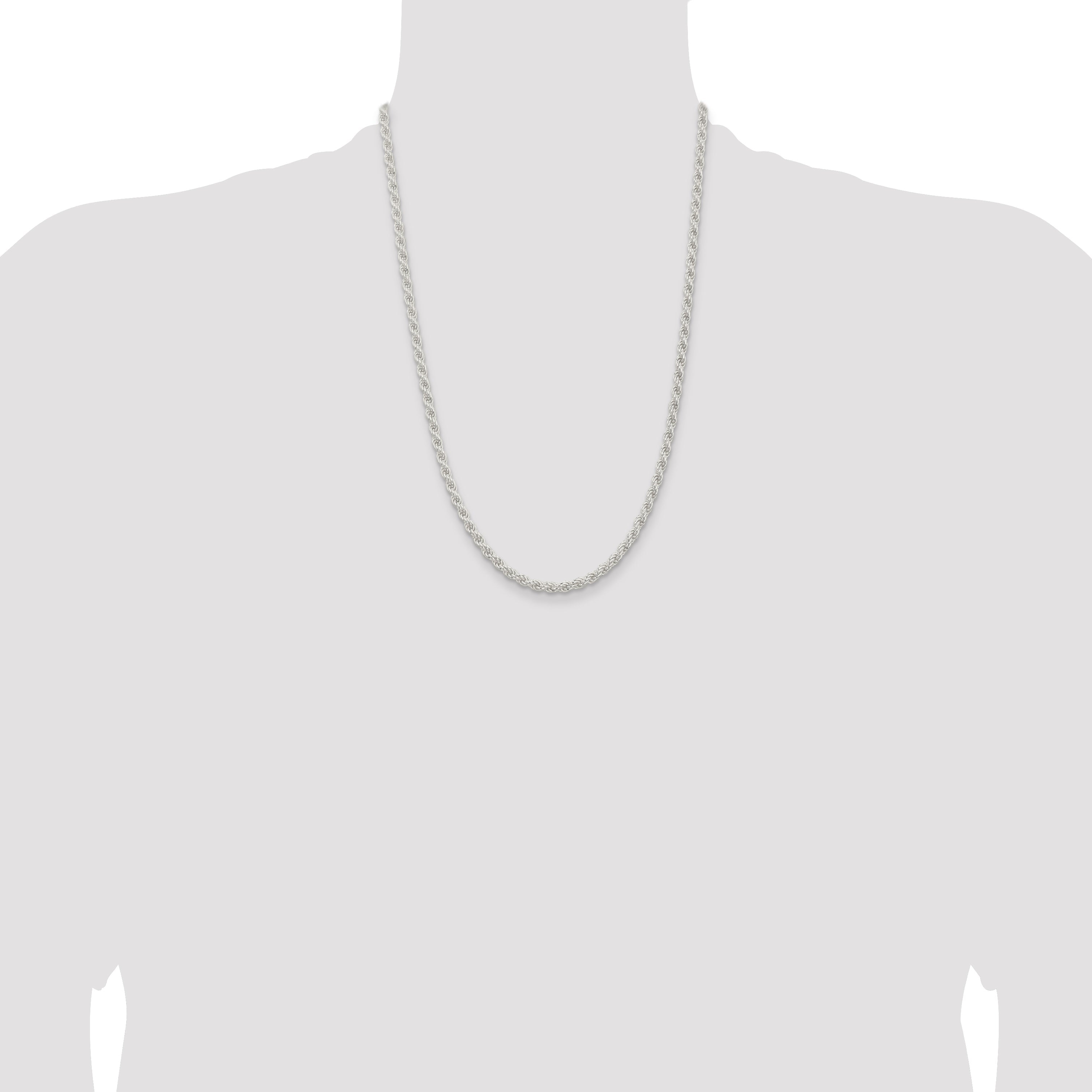 24 Inch Sterling Silver 4.5mm Solid Rope Chain Necklace