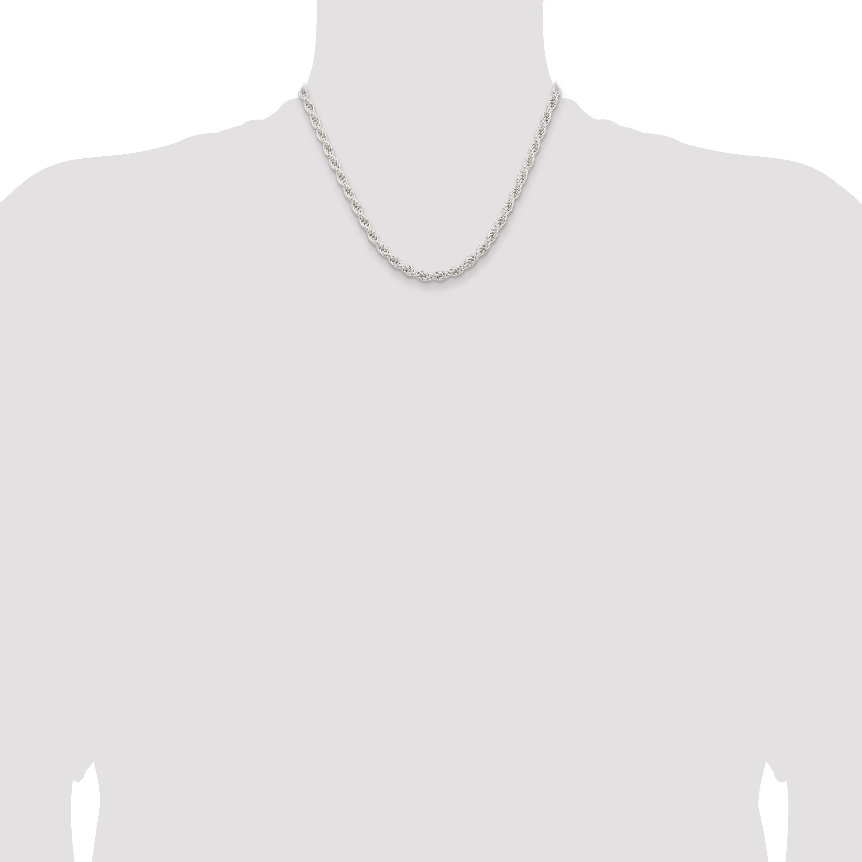 18 Inch Sterling Silver 5mm Solid Rope Chain Necklace