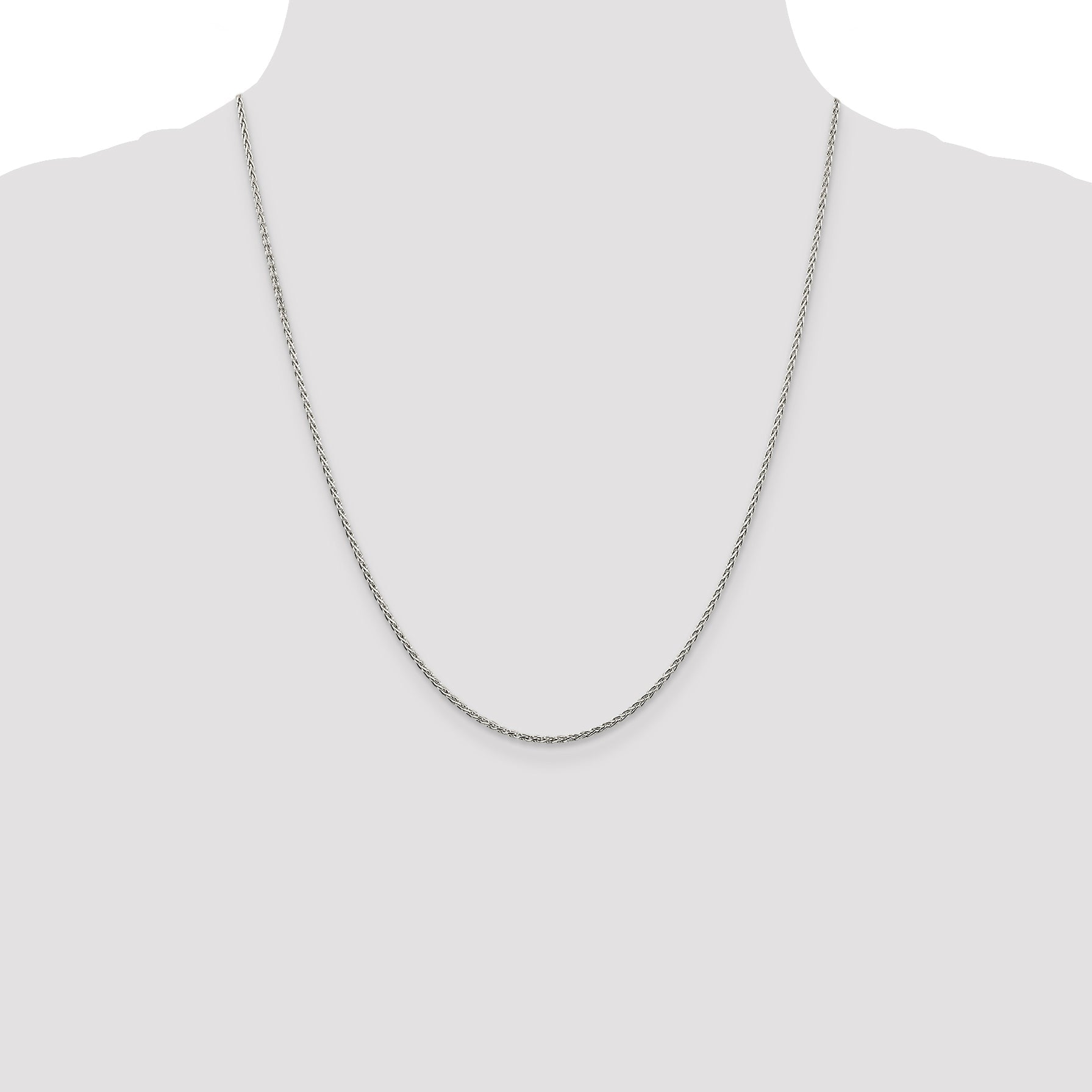 22 Inch Sterling Silver 1.5mm Diamond-Cut Spiga Chain Necklace