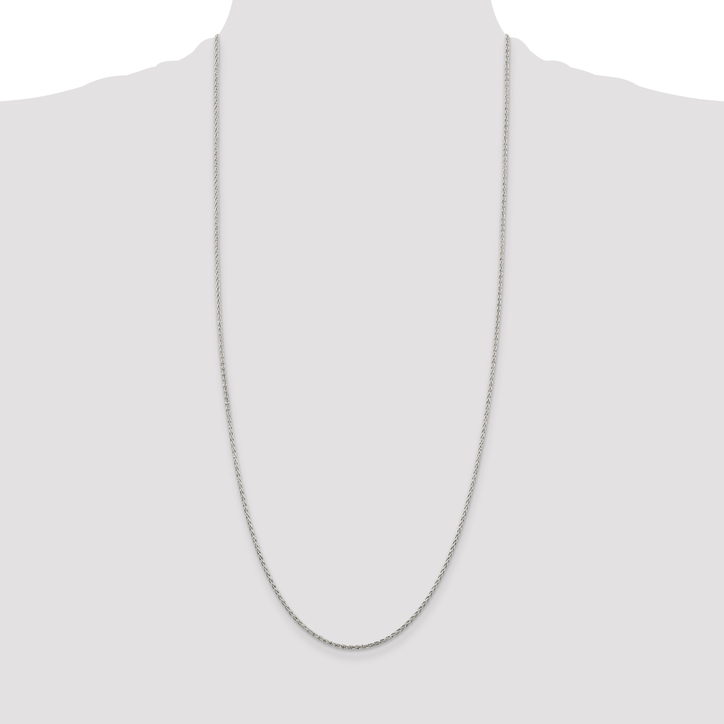 30 Inch Sterling Silver 1.5mm Diamond-Cut Spiga Chain Necklace