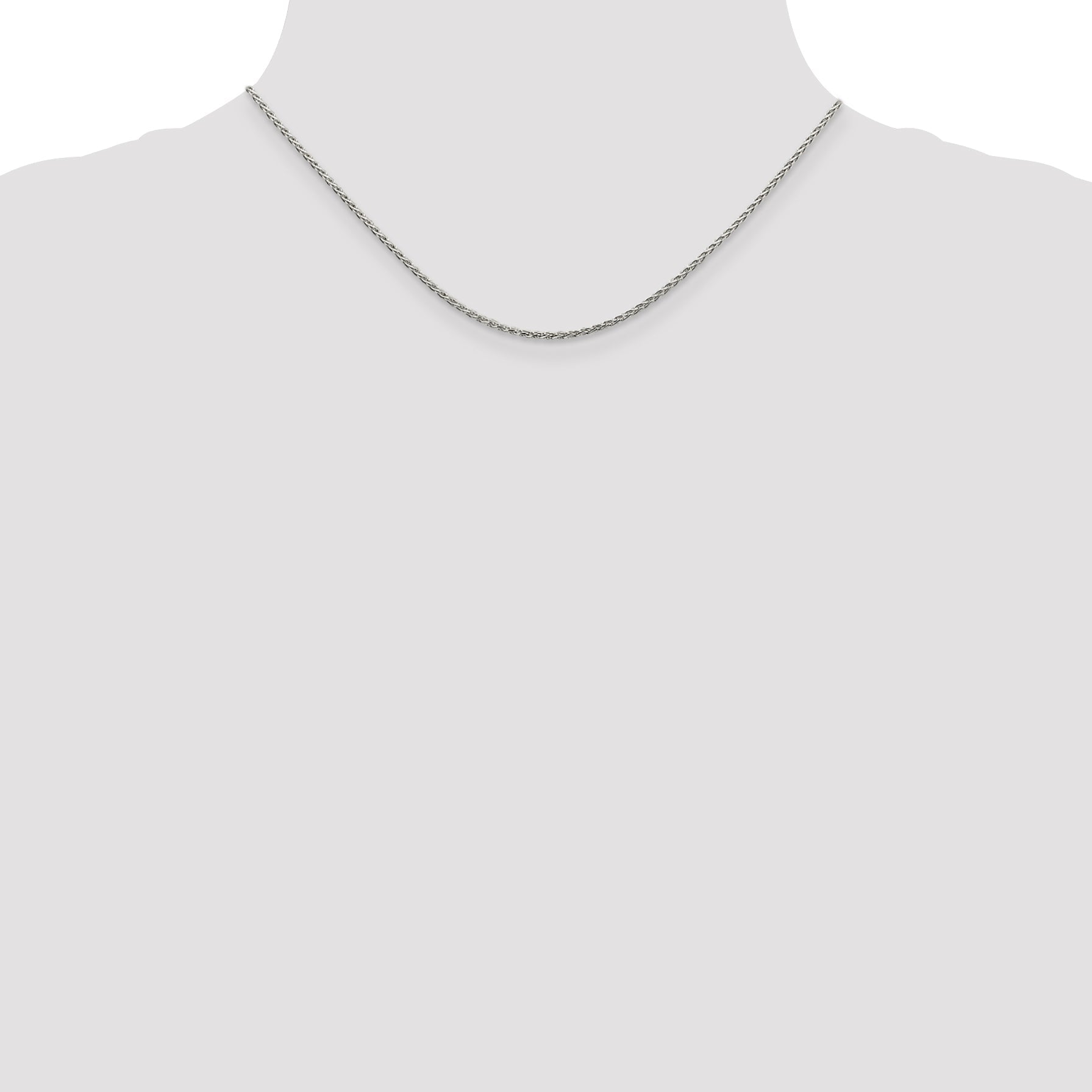 16 Inch Sterling Silver Rhodium-Plated 1.5mm Diamond-Cut Spiga Chain Necklace