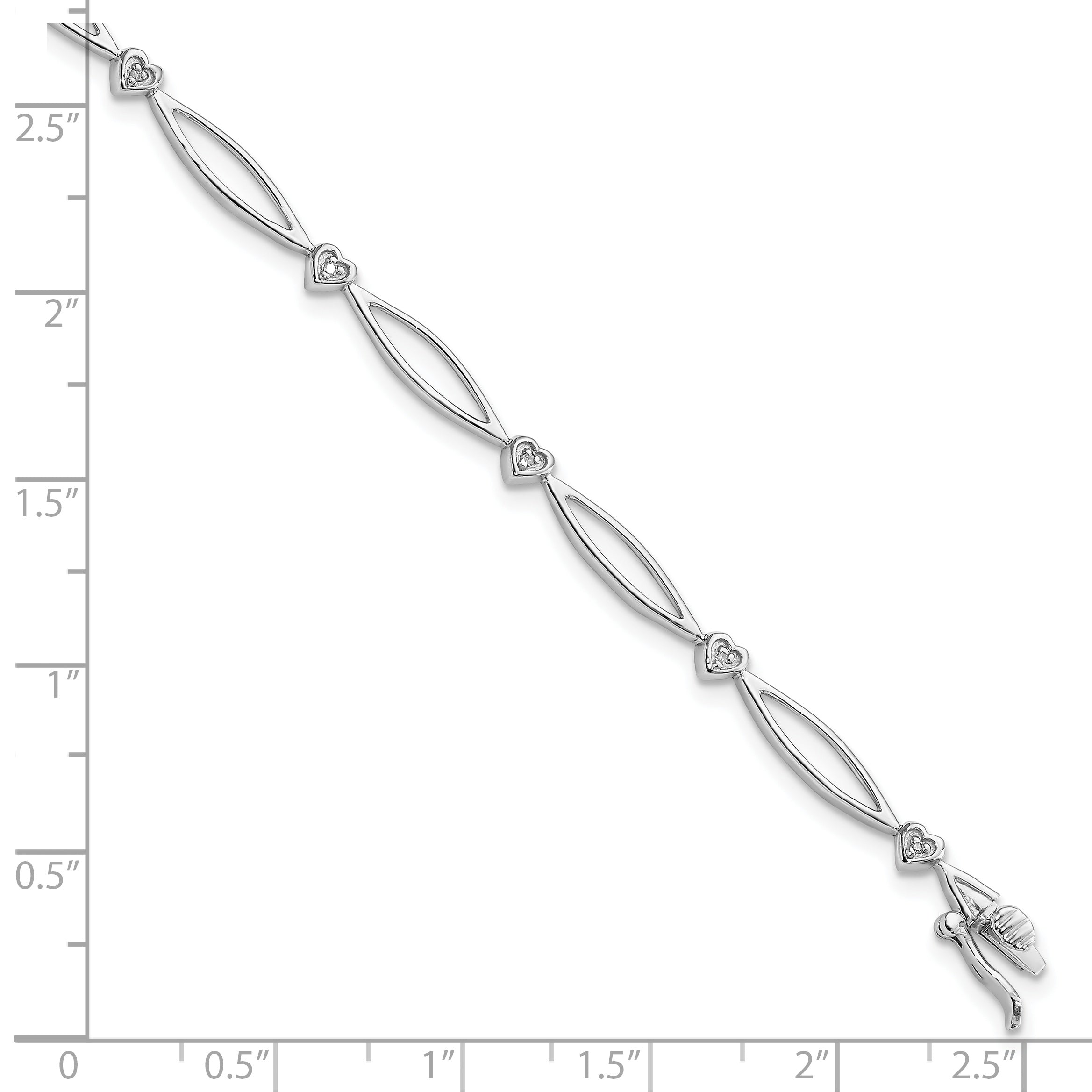 7 Inch Sterling Silver Rhodium-Plated Diam. Bracelet