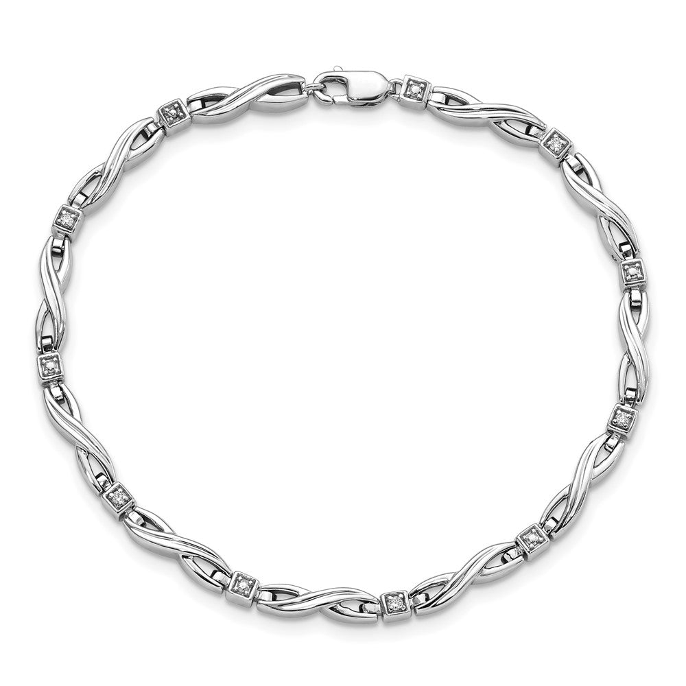 7 Inch Sterling Silver Rhodium-Plated Diam. Bracelet
