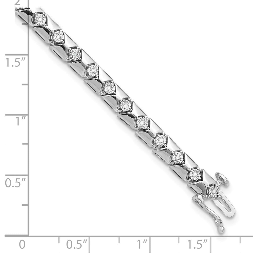 7 Inch Sterling Silver Rhodium Plated Diamond Bracelet