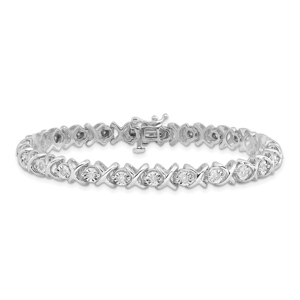 7 Inch Sterling Silver Rhodium Plated Diamond Bracelet
