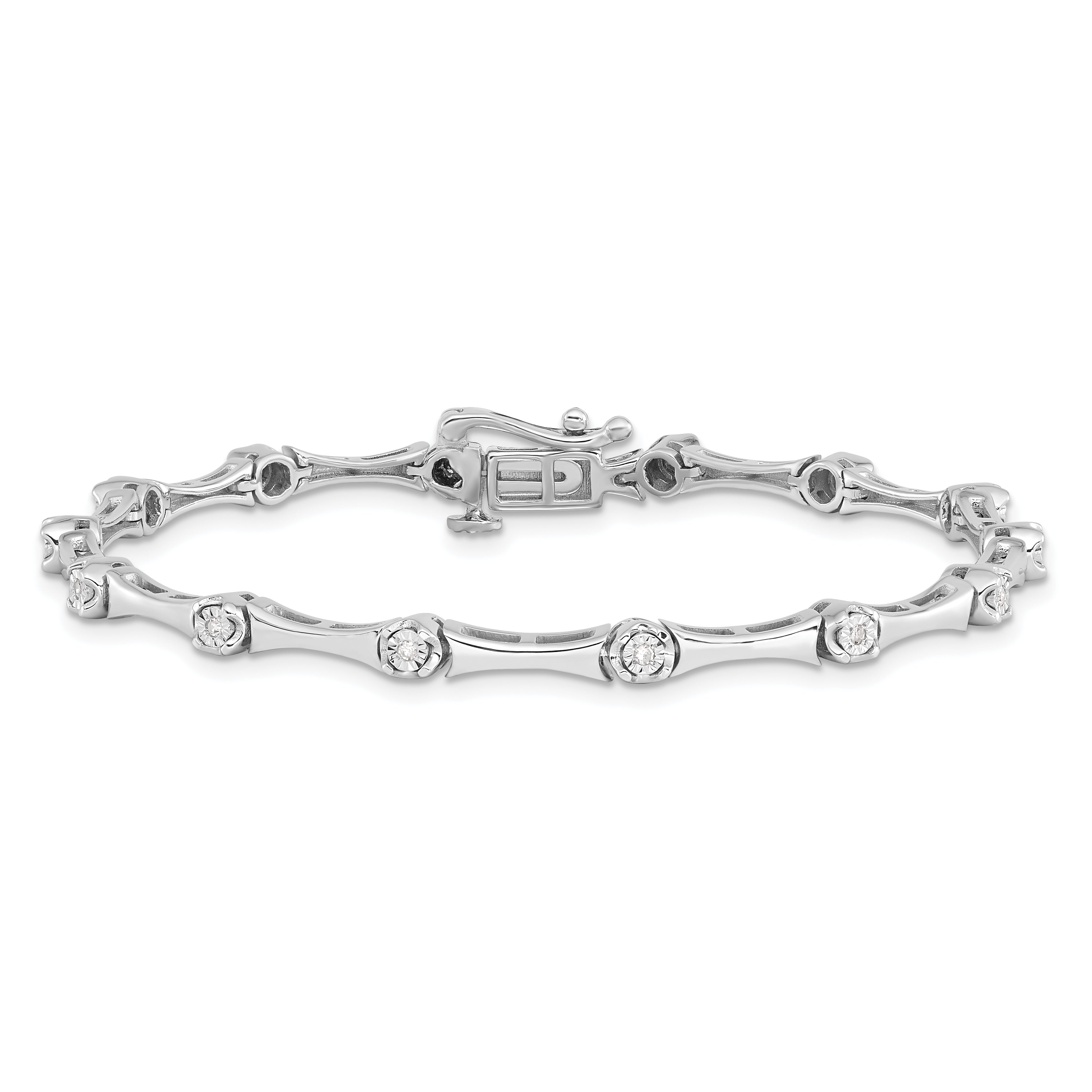 7 Inch Sterling Silver Rhodium Plated Diamond Bracelet