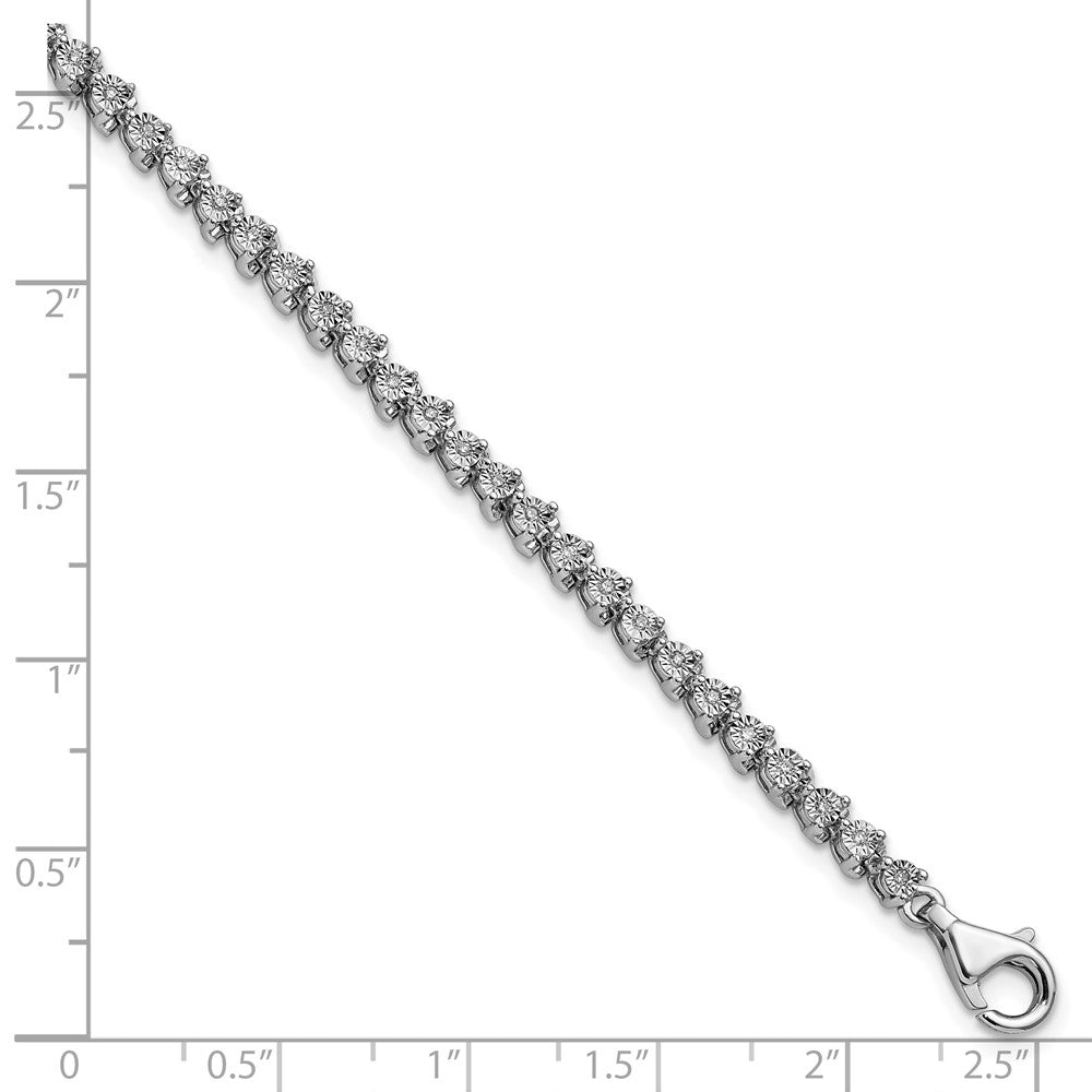 7 Inch Sterling Silver Rhodium-Plated Diam. Tennis Bracelet