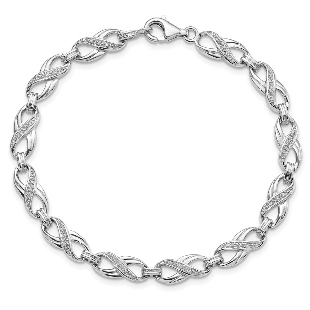 7.5 Inch Sterling Silver Rhodium-Plated Diam. Bracelet