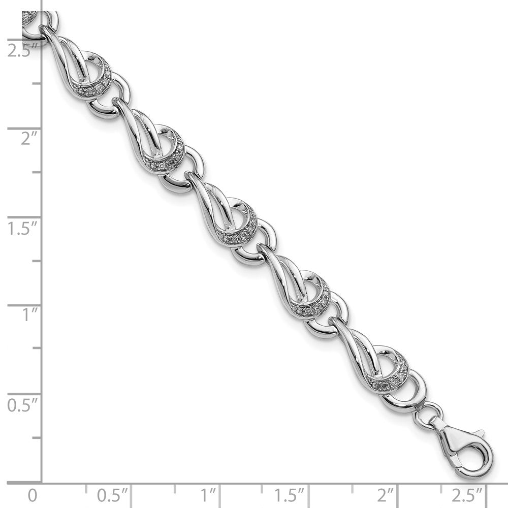 7 Inch Sterling Silver Rhodium-Plated Diam. Bracelet