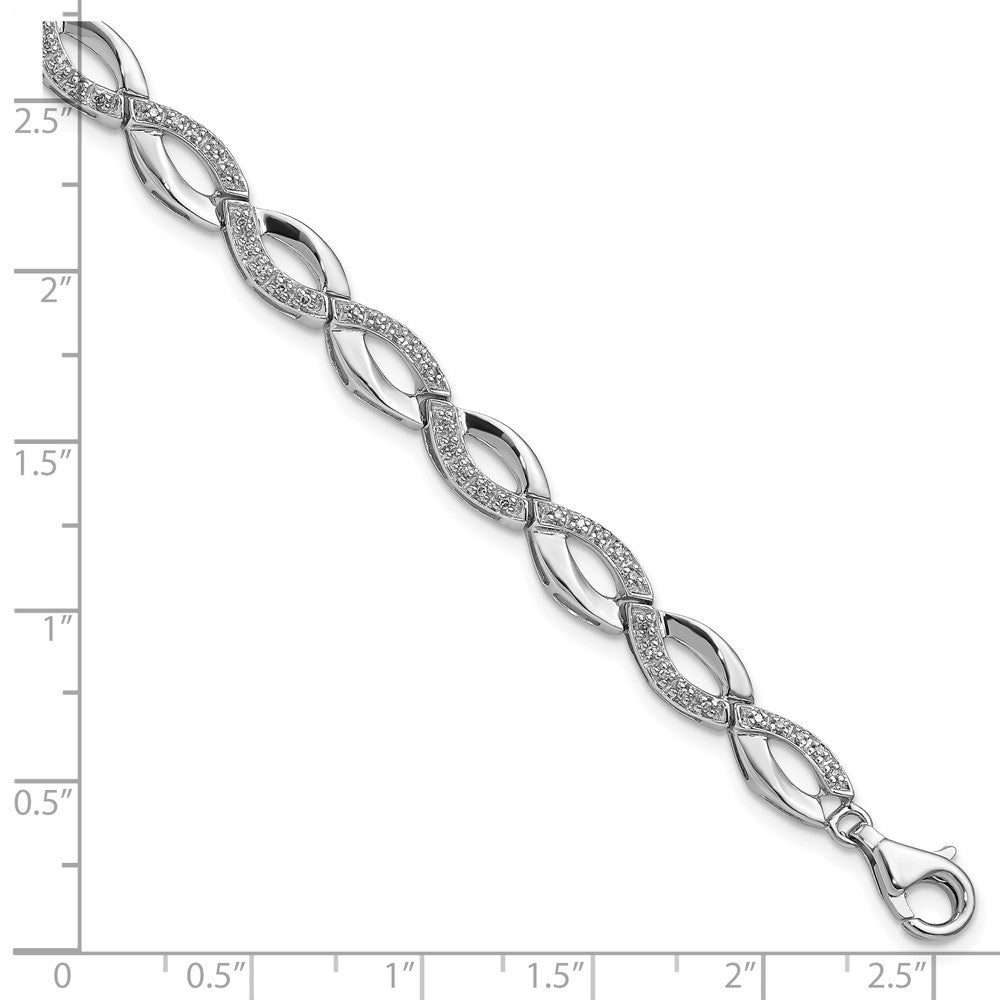 7 Inch Sterling Silver Rhodium-Plated Diam. Bracelet