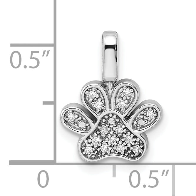 Sterling Silver Rhod 0.15Ct. Blk & White Dia. Reversible Pawprint Pendant