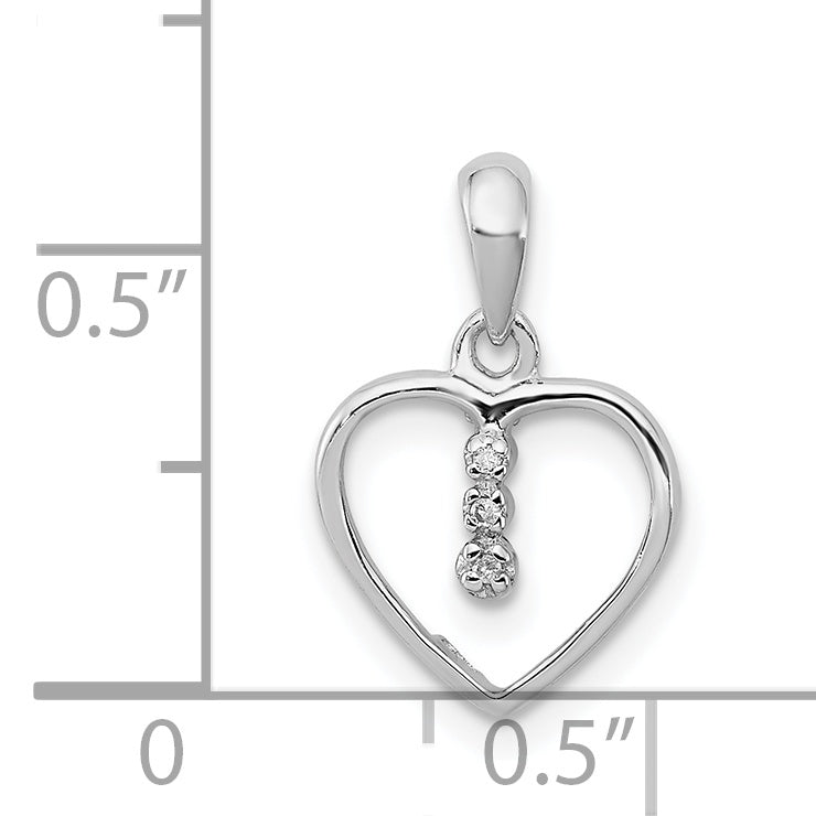 Sterling Silver Diamond Rhodium Heart Pendant